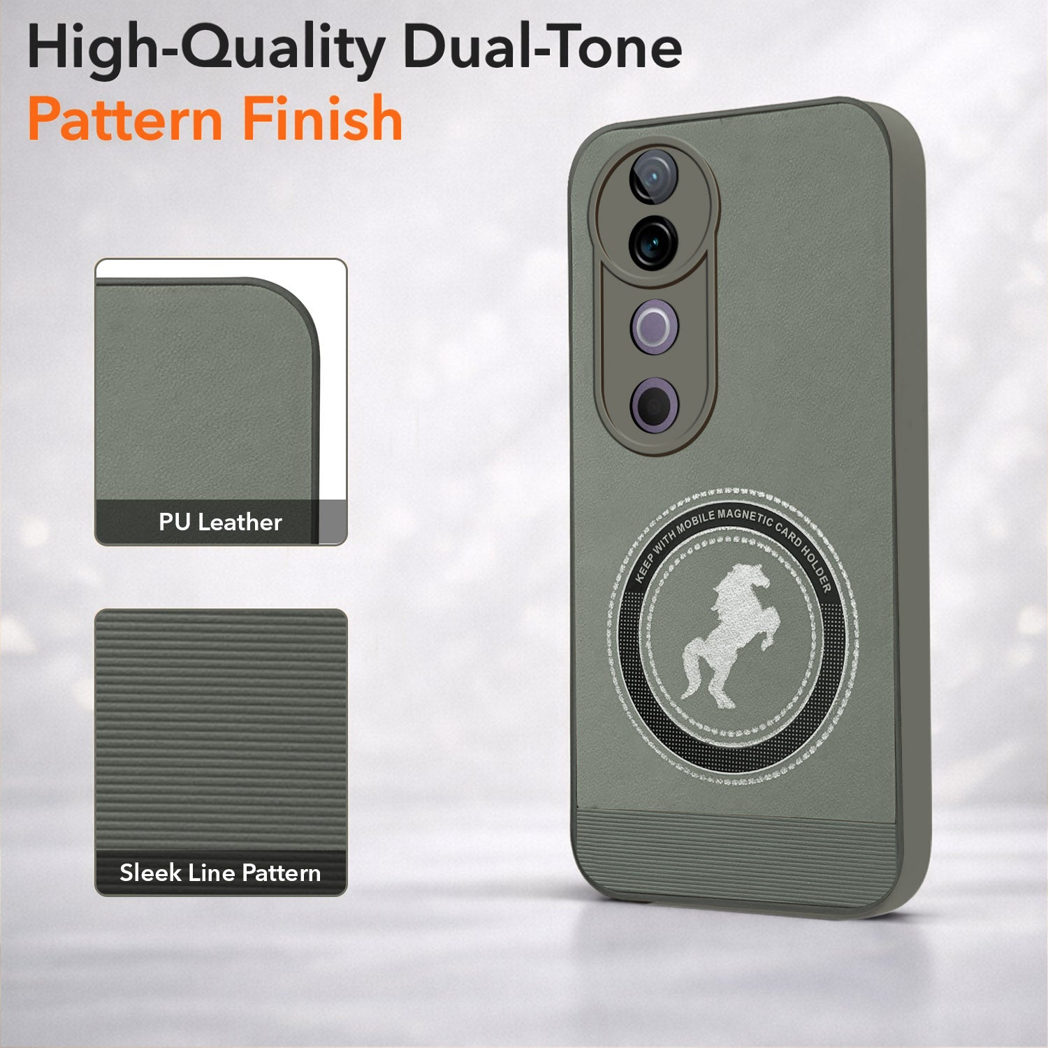 For Vivo V40 | Vivo V40 Pro 5G Back Cover Case PU Leather Finish (Professional Minimalist Texture | MagSafe Compatile | Camera Protection | Sleek Sober Formal)