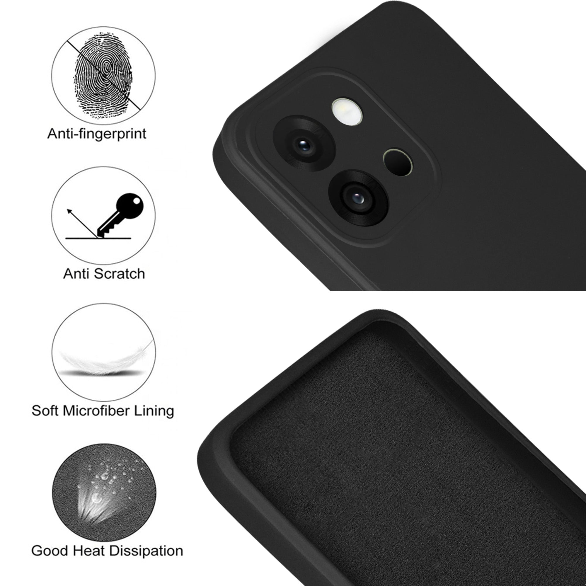 For OnePlus 13S Back Cover Case (Matte Finish Silicone with Inside Fiber cloth)