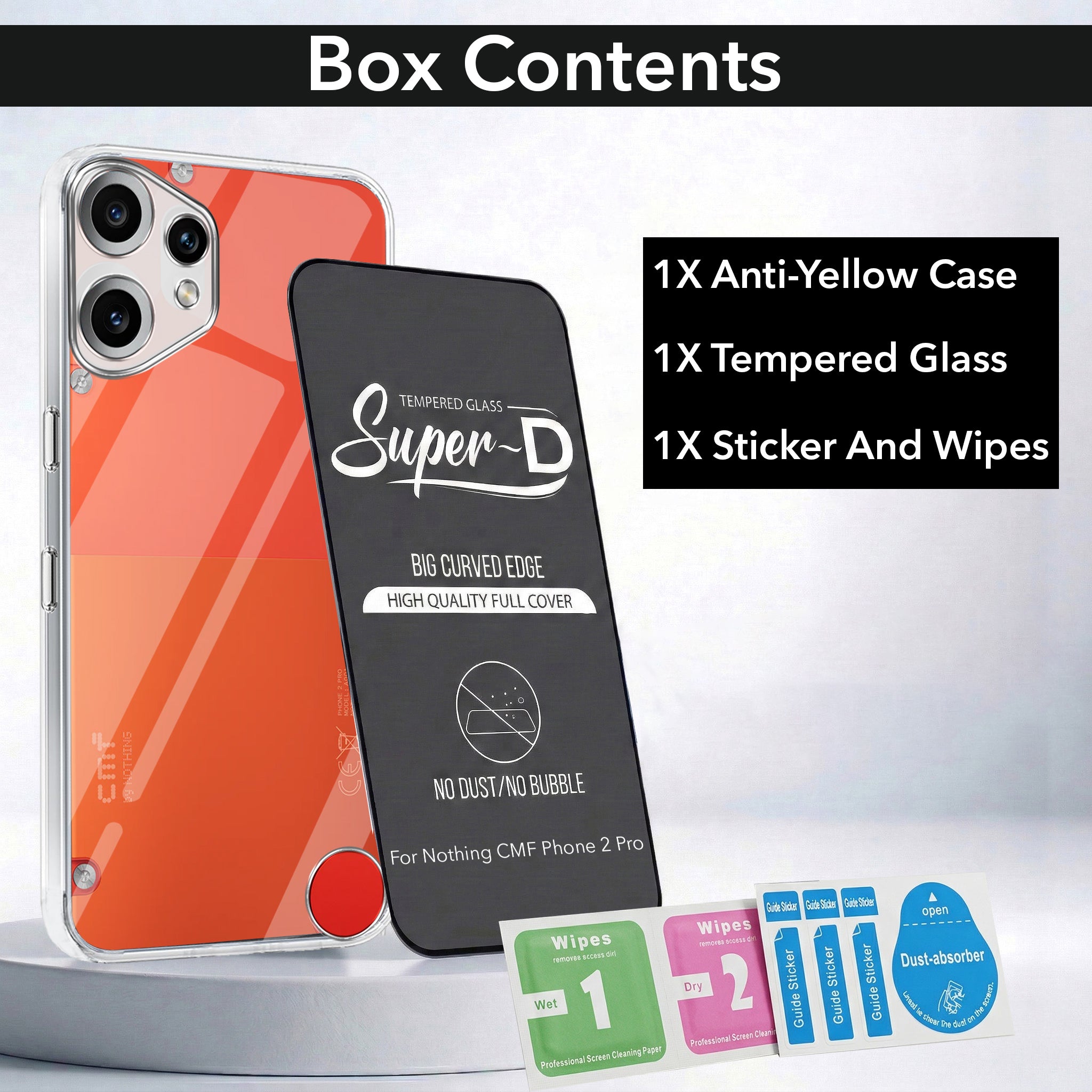 For Nothing CMF Phone 2 Pro Combo with Back Cover and 9H Tempered Glass (Lifetime Anti-Yellow | Sleek Hard Crystal | Oleophobic Coating Screen Glass)