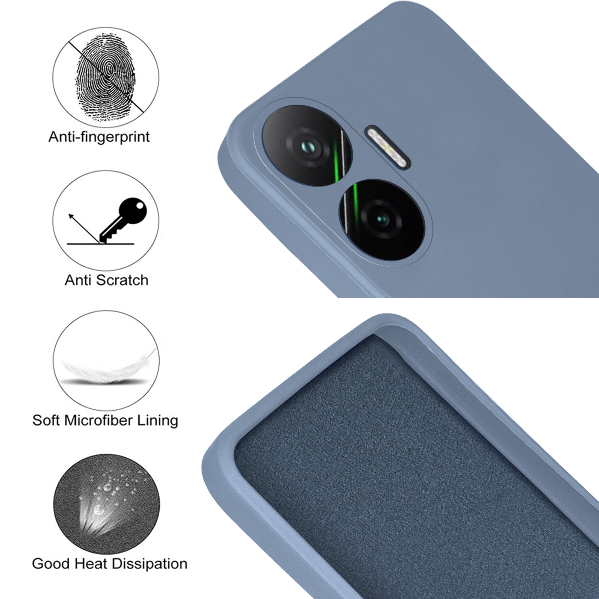 For Xiaomi Poco F7 5G Back Cover Case (Matte Finish Silicone with Inside Fiber cloth)