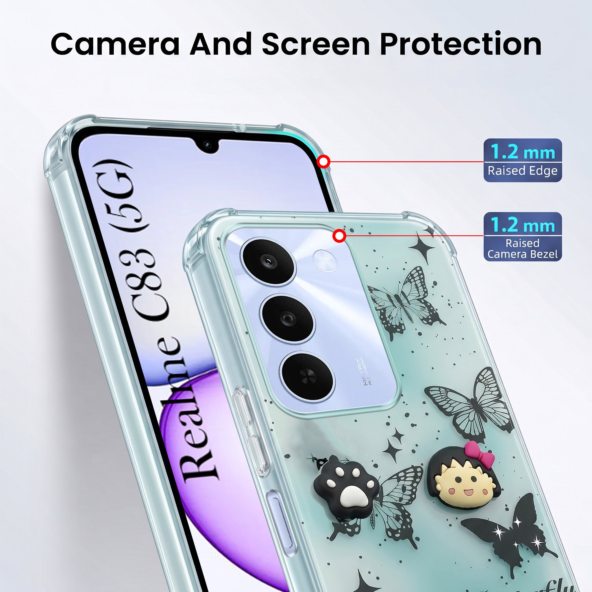 For Realme C83 5G Back Cover Case (3D Cute Cartoons | Hard Back Side Soft | Matte Premium Finish | HD Printing)