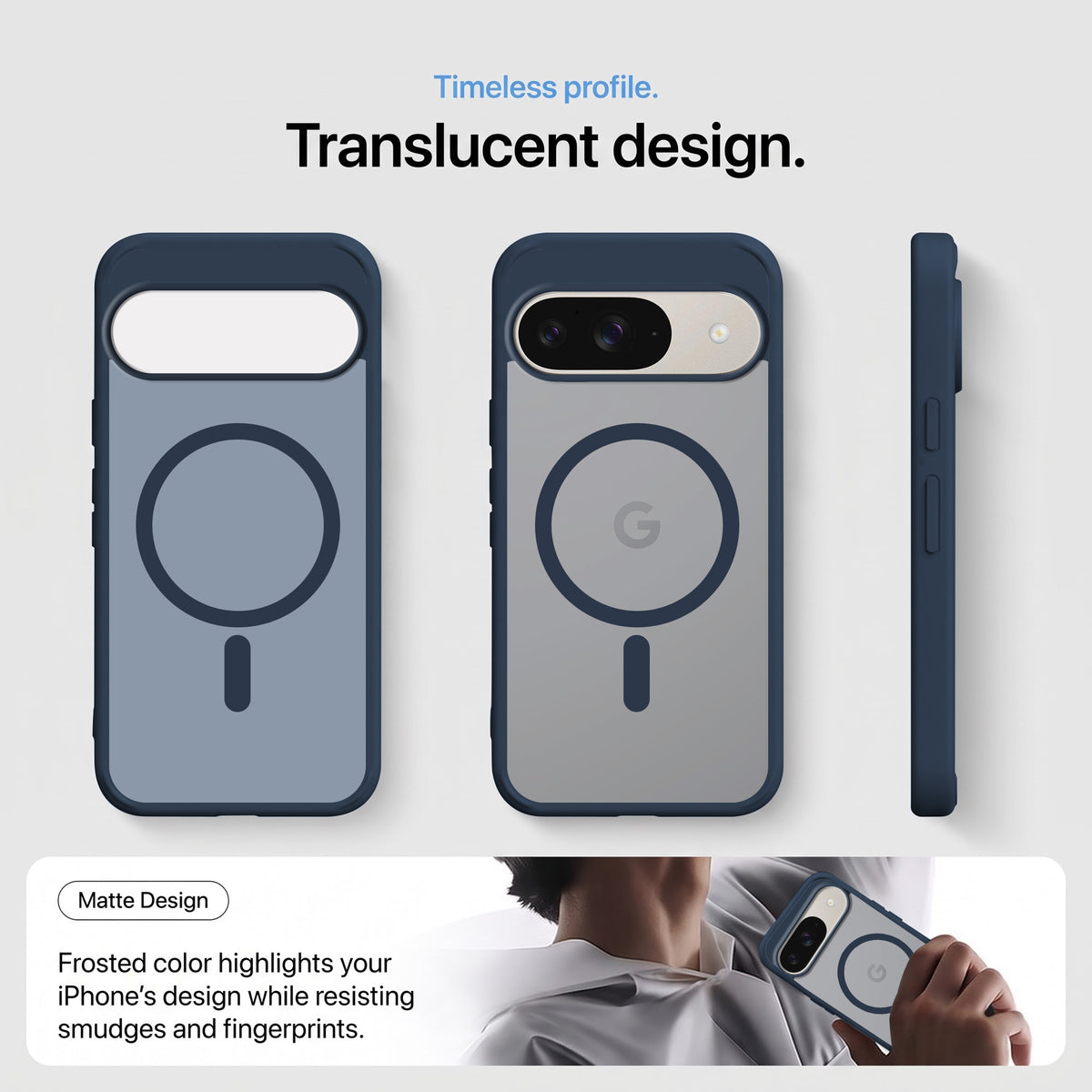 For Google Pixel 9 Matte Finish Back Case Cover (MagSafe Compatible | Translucent Soft Touch | Slim and Unbreakable)