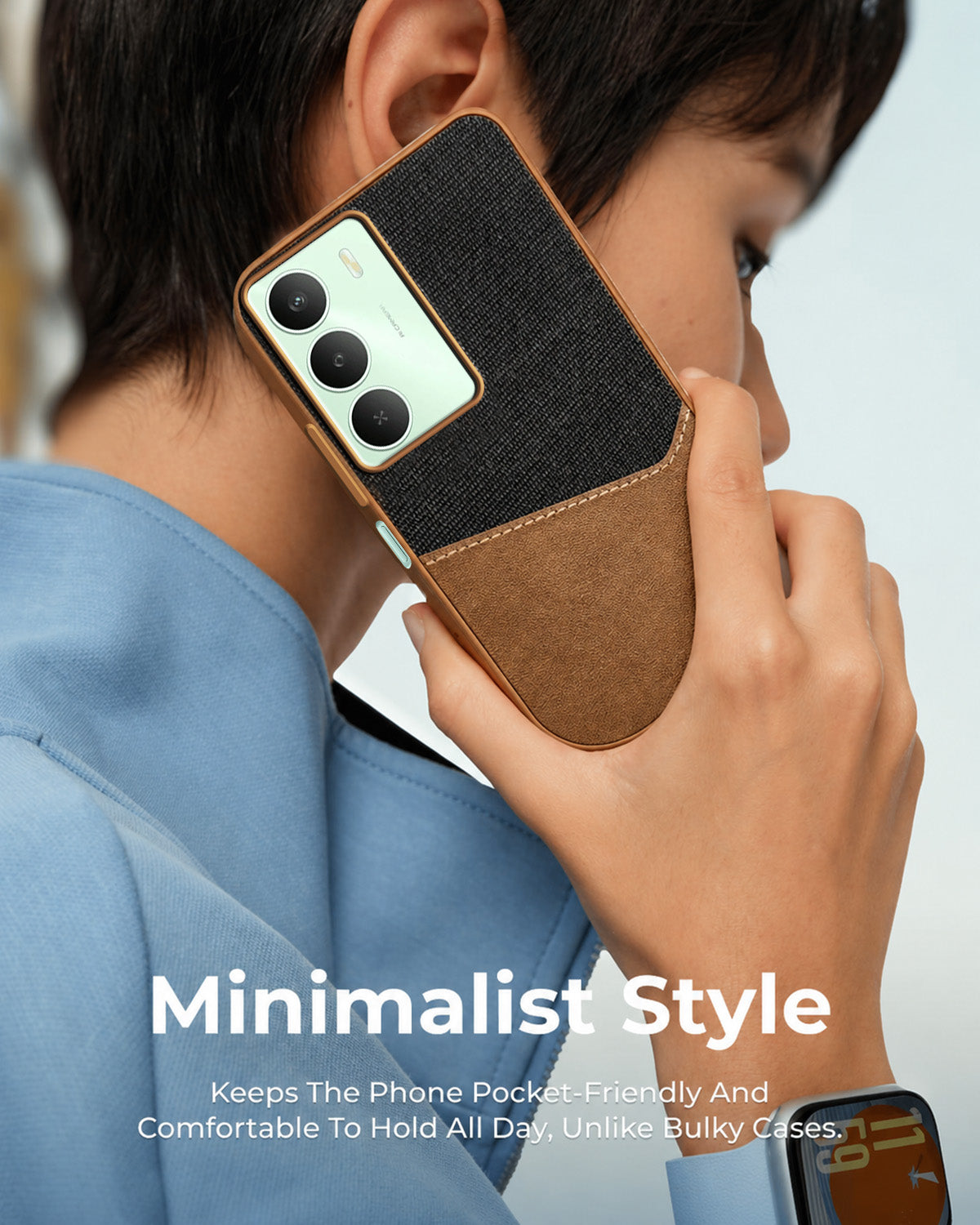 For Realme C73 Back Cover Case (Dual PU Leather Stitch | Professional Minimalist | Soft and Flexible)