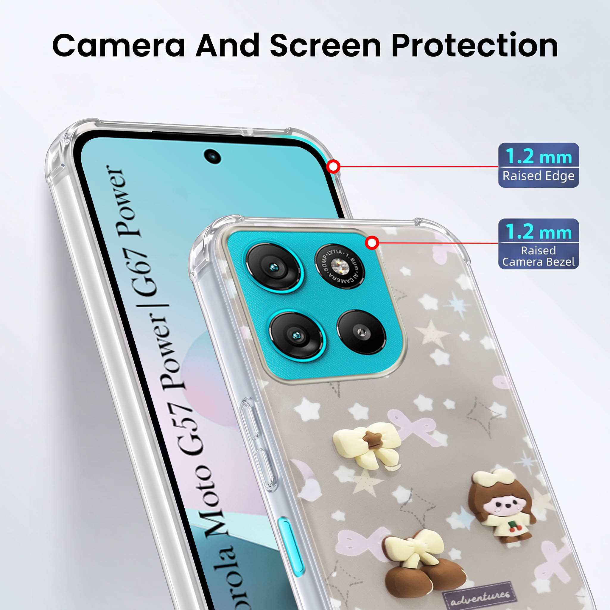 For Motorola Moto G67 Power | G57 Power Back Cover Case (3D Cute Cartoons | Hard Back Side Soft | Matte Premium Finish | HD Printing)