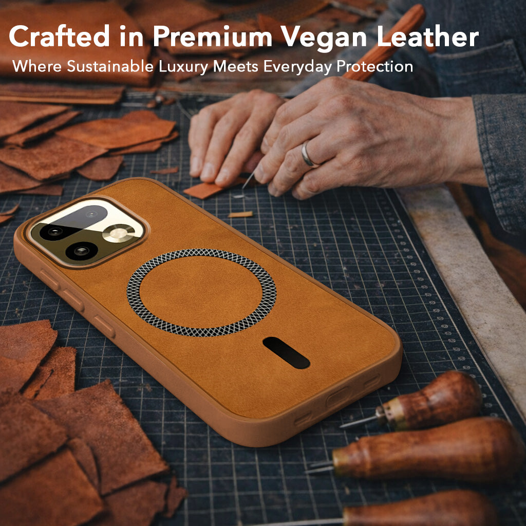 For Realme 16 Pro Plus 5G Back Cover Case Leather Finish (MagSafe Compatible Wireless Charging | Soft Touch | Camera Bump Protection)