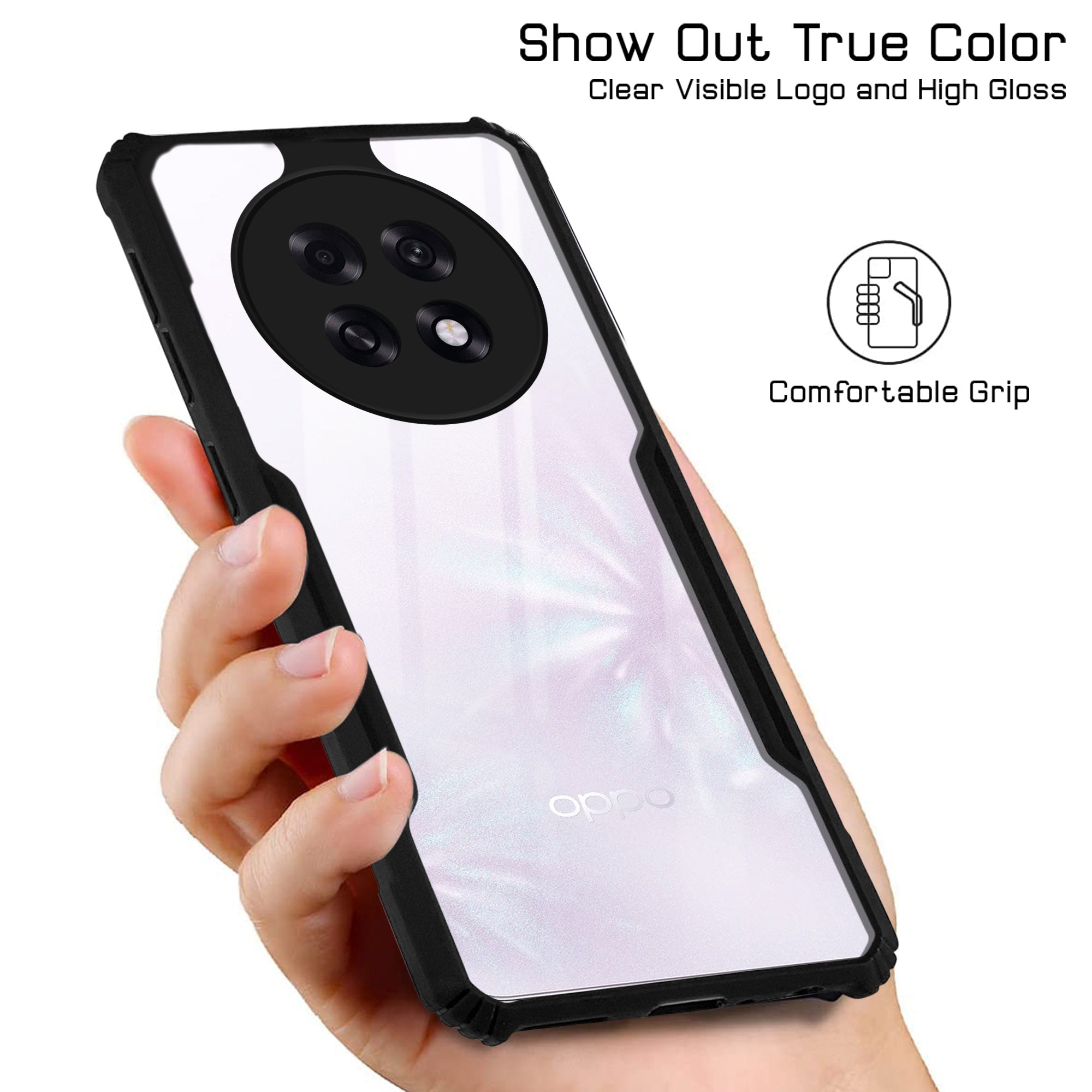 For Oppo F31 Pro Plus Back Cover Case Hybrid (Shockproof with Polycarbonate Clear Panel | Professional Black)