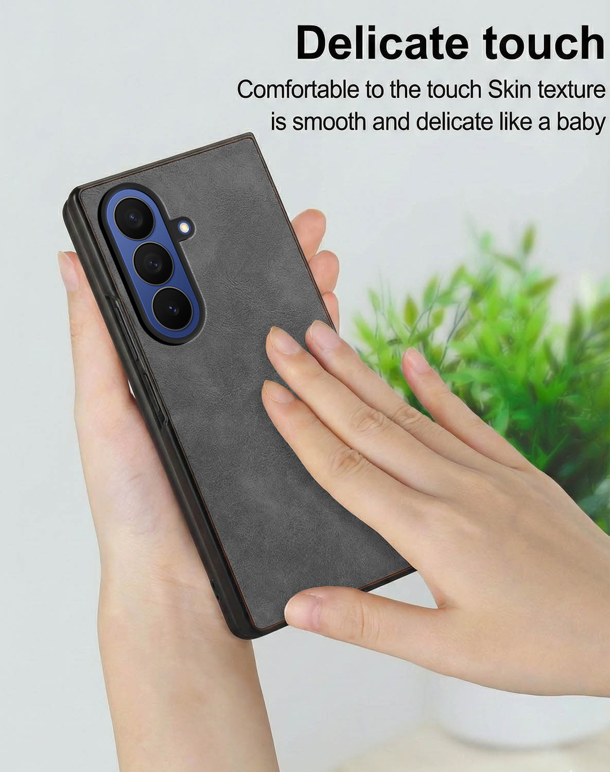 For Samsung Galaxy Z Fold 7 Back Case Cover Premium Genuine Leather (Integrated Front Screen Protector | Inside Microfiber Cloth)