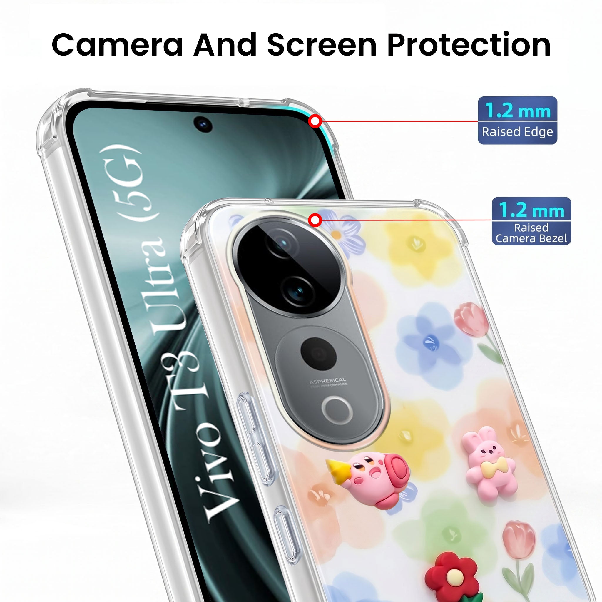 For Vivo T3 Ultra Back Cover Case (3D Cute Cartoons | Hard Back Side Soft | Matte Premium Finish | HD Printing)