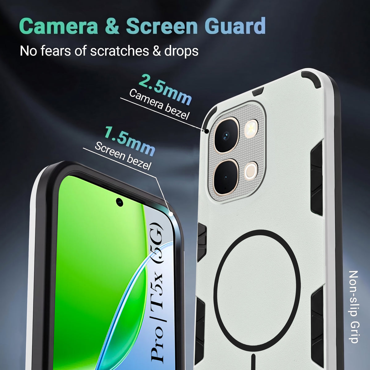 For Vivo Y51 Pro 5G | Vivo T5x Back Cover Case (Slim Hybrid Armor | Shockproof Camera Protection | Rugged Dual Layer)