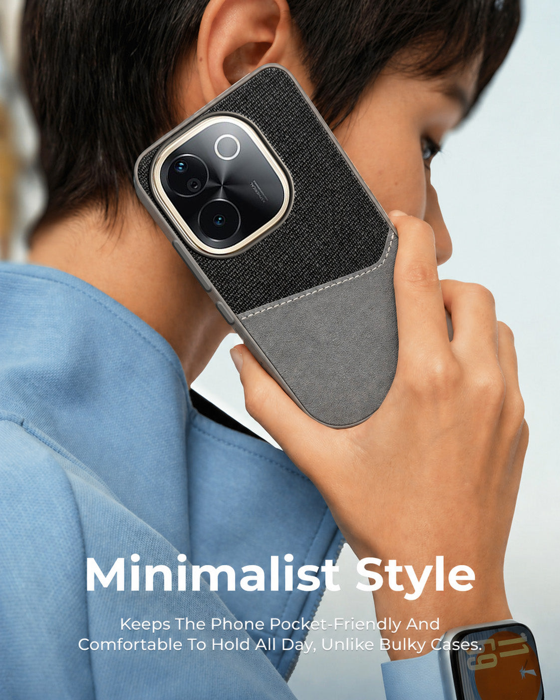 For Vivo iQOO Z9s Pro Back Cover Case (Dual PU Leather Stitch | Professional Minimalist | Soft and Flexible)
