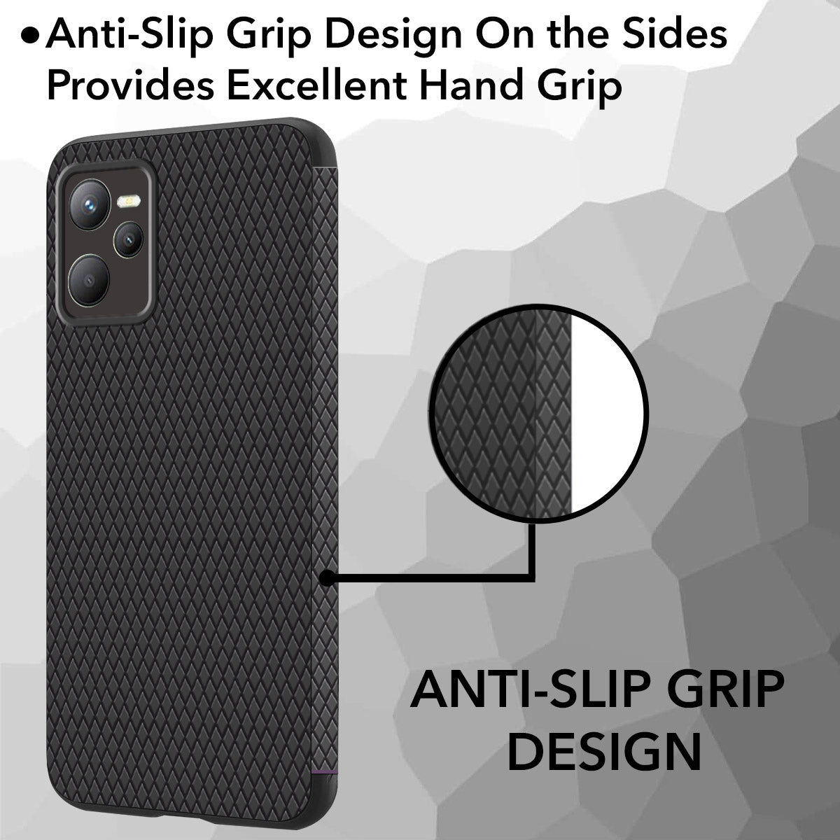 For Realme Narzo 50A Prime Back Cover Case (Liquid Silicone | Side Grip | Camera Protection)