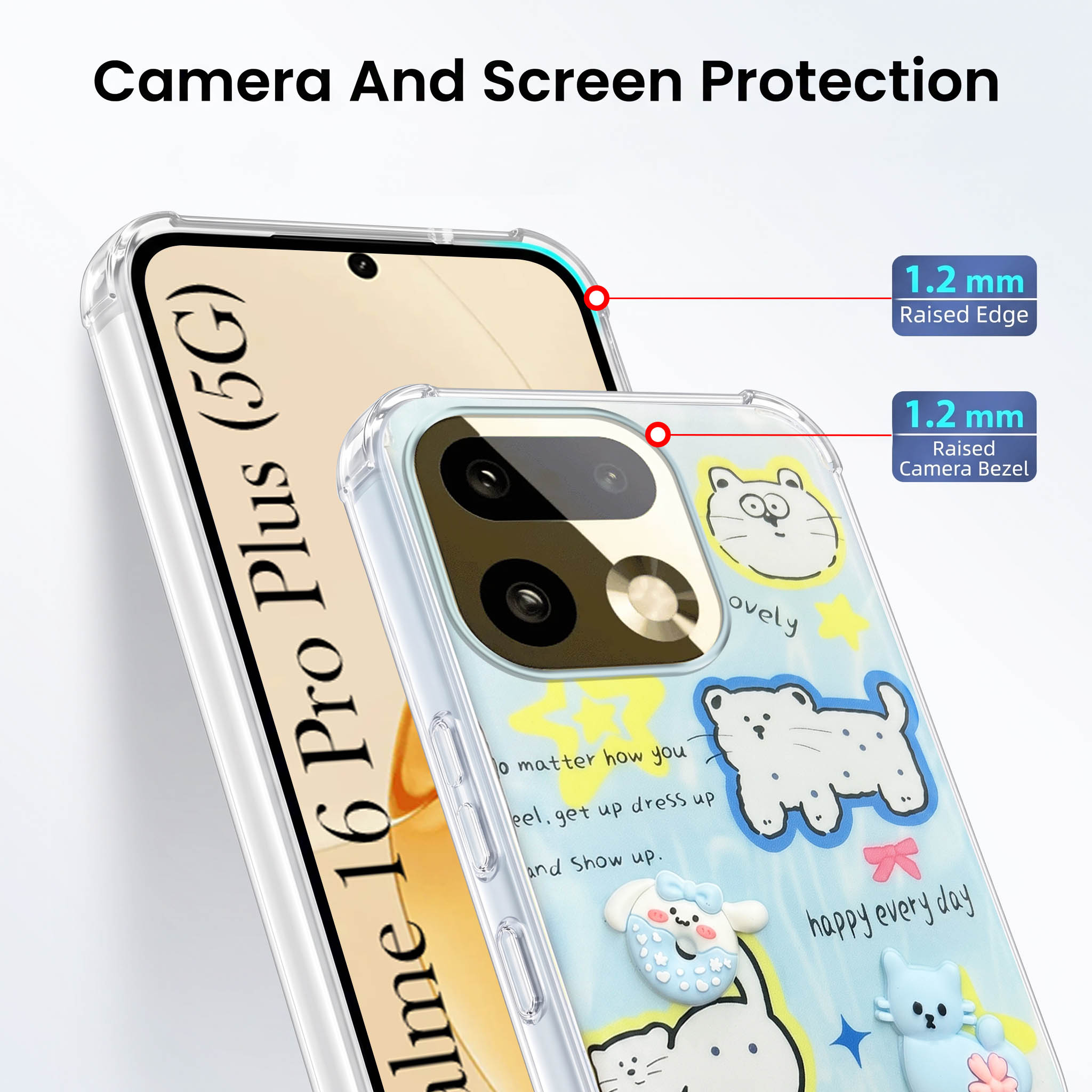 For Realme 16 Pro Plus 5G Back Cover Case (3D Cute Cartoons | Hard Back Side Soft | Matte Premium Finish | HD Printing)