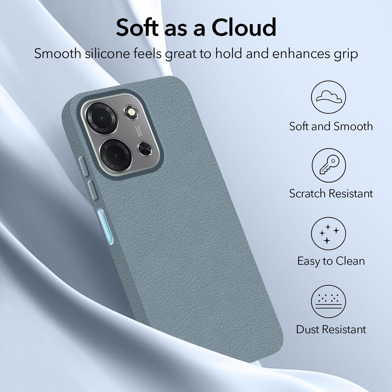 For Poco C85 5G Back Cover Case Silicone (Glass Like Camera Protection | Leather Feel | Minimalist Professional Grip)