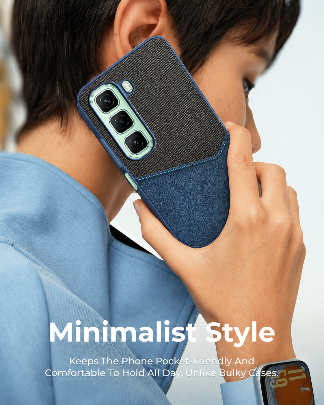 For Infinix Hot 50 5G Back Cover Case (Dual PU Leather Stitch | Professional Minimalist | Soft and Flexible)