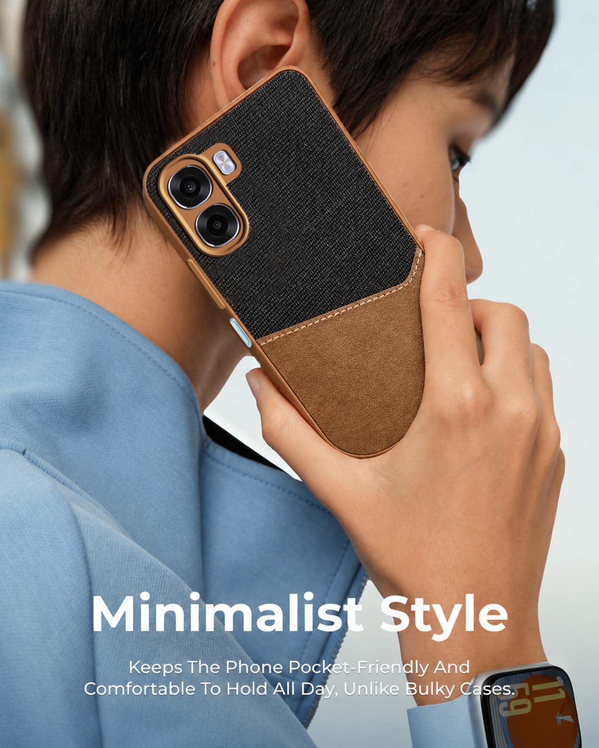 For Oppo K14x 5G Back Cover Case (Dual PU Leather Stitch | Professional Minimalist | Soft and Flexible)