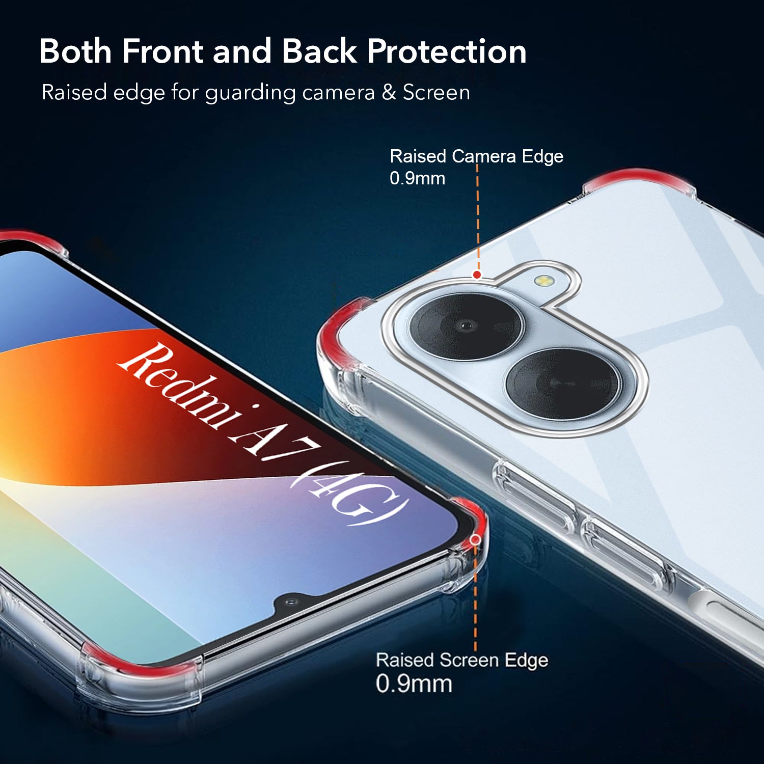 For Redmi A7 4G Back Cover Shockproof Crystal-Clear (Drop & Camera Protection | Hard Polycarbonate)