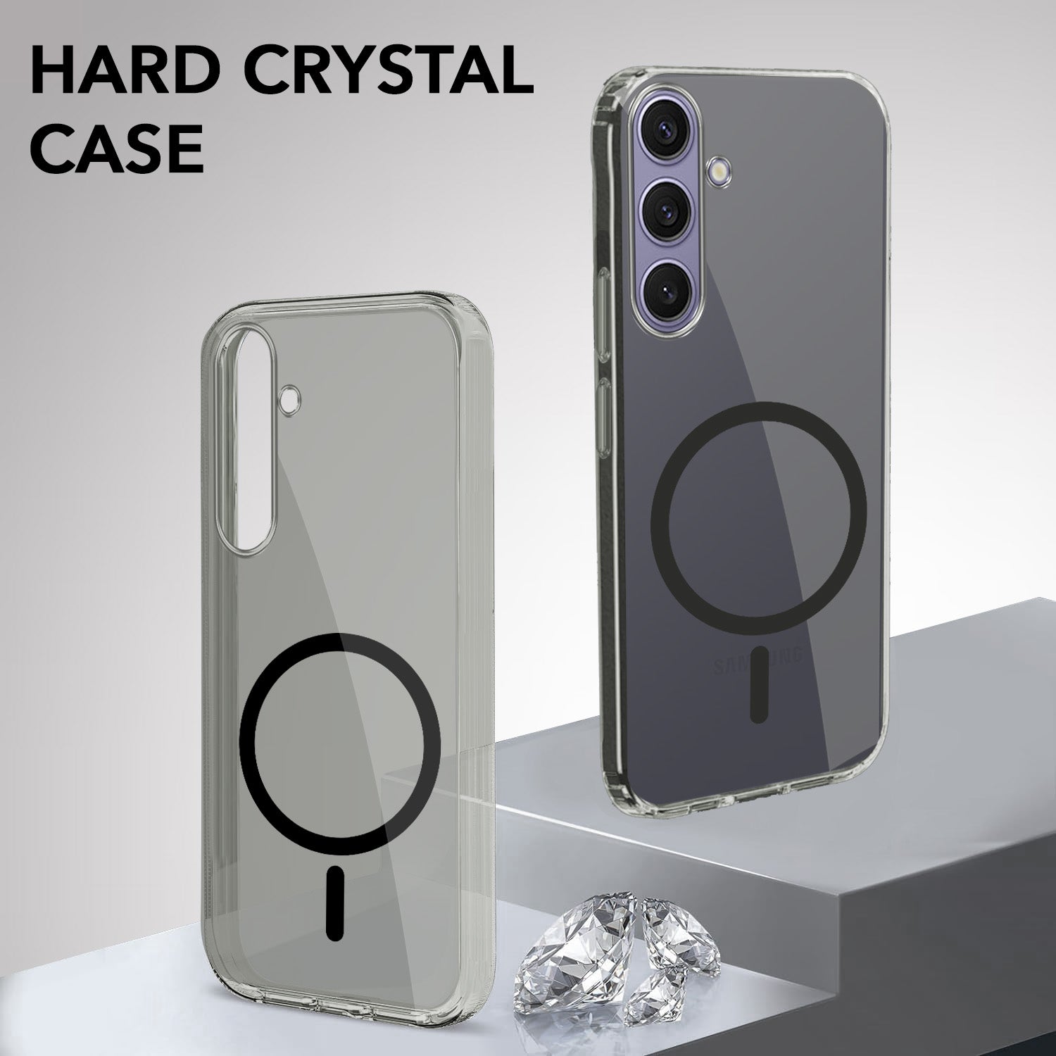 For Samsung Galaxy S24 Plus Back Cover Case Lifetime Anti-Yellow MagSafe Compatible Clear (Sleek Hard Crystal | Shockproof and Camera Protection)
