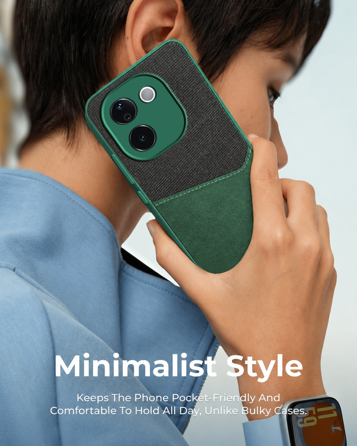 For Vivo T3 Pro Back Cover Case (Dual PU Leather Stitch | Professional Minimalist | Soft and Flexible)