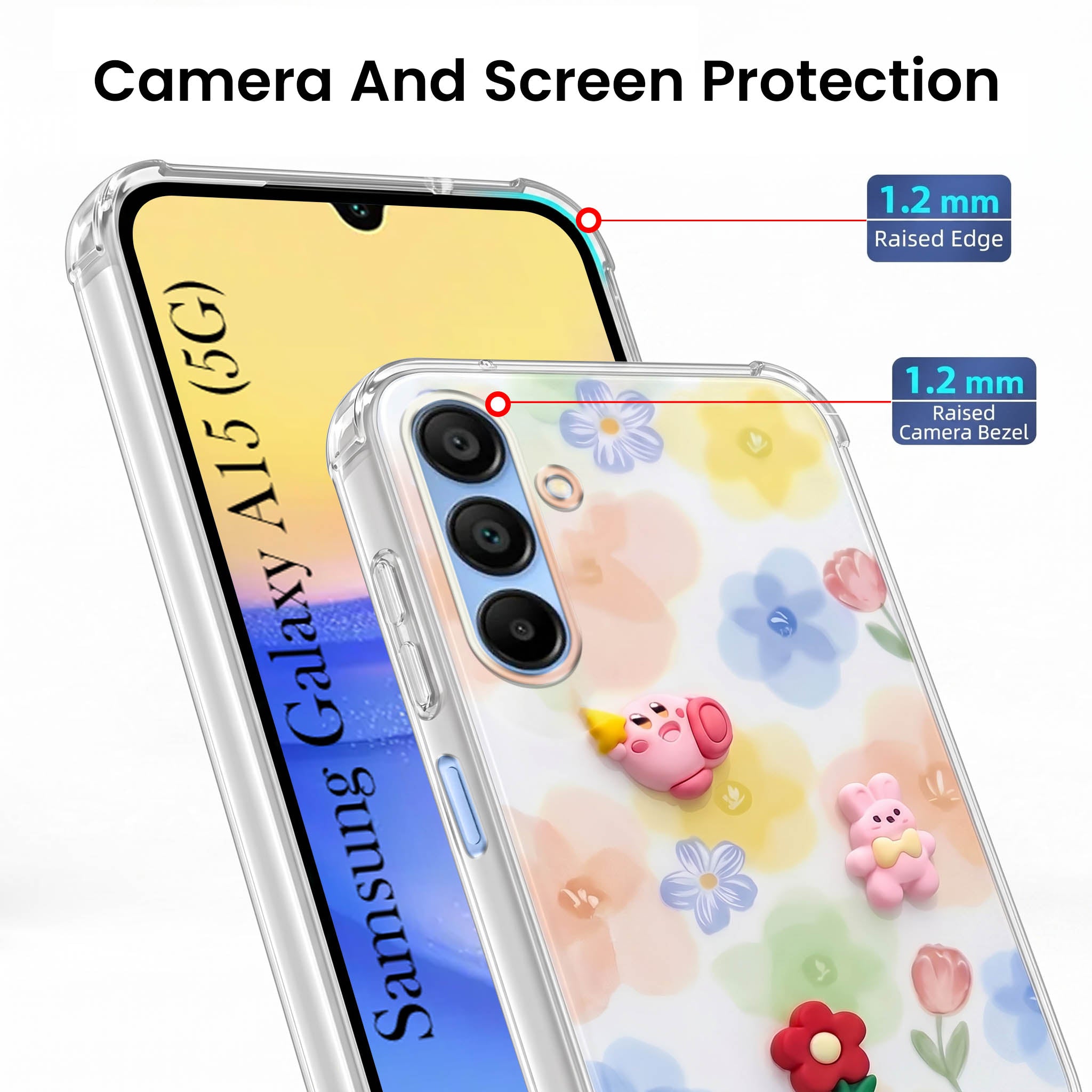 For Samsung Galaxy A15 5G Back Cover Case (3D Cute Cartoons | Hard Back Side Soft | Matte Premium Finish | HD Printing)