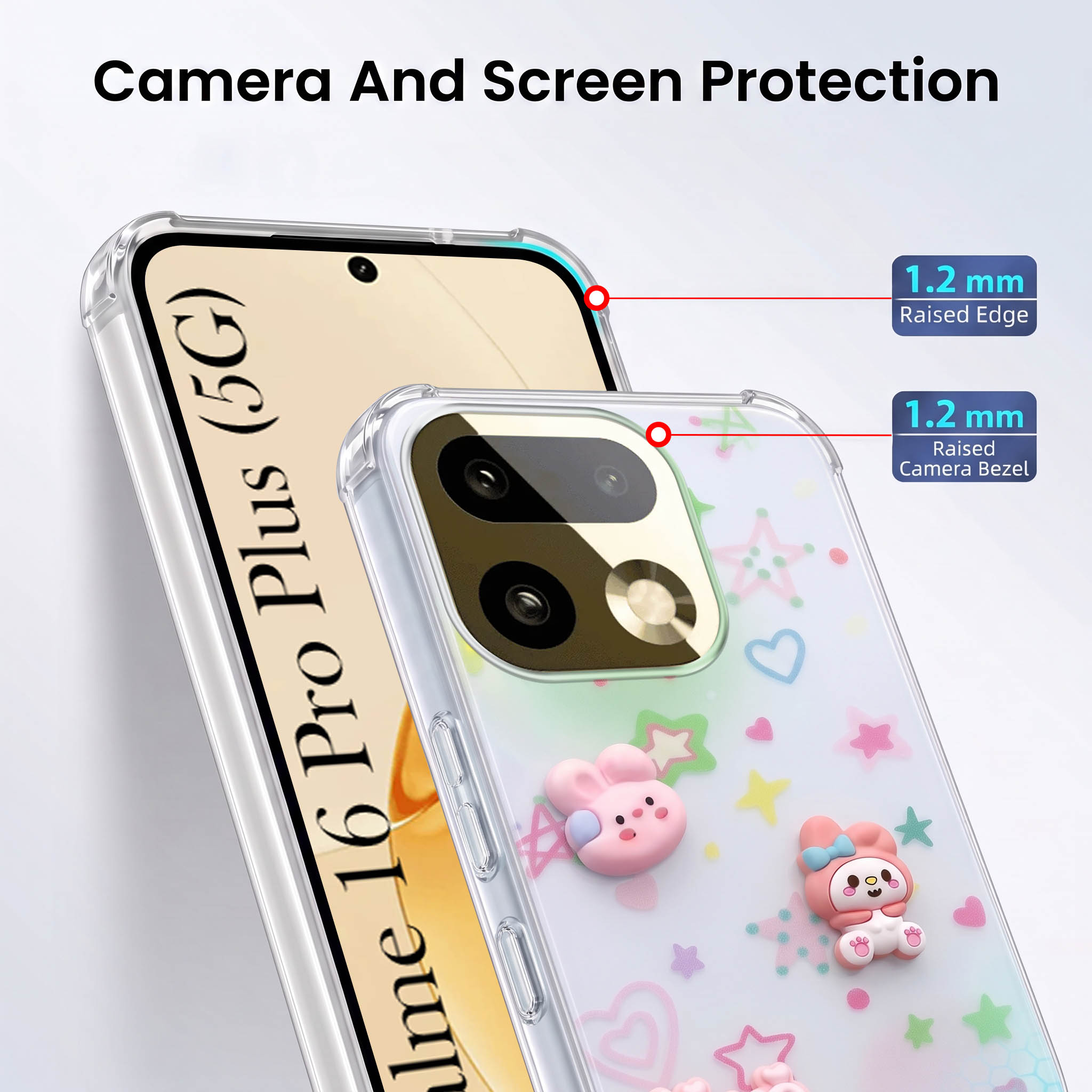 For Realme 16 Pro Plus 5G Back Cover Case (3D Cute Cartoons | Hard Back Side Soft | Matte Premium Finish | HD Printing)
