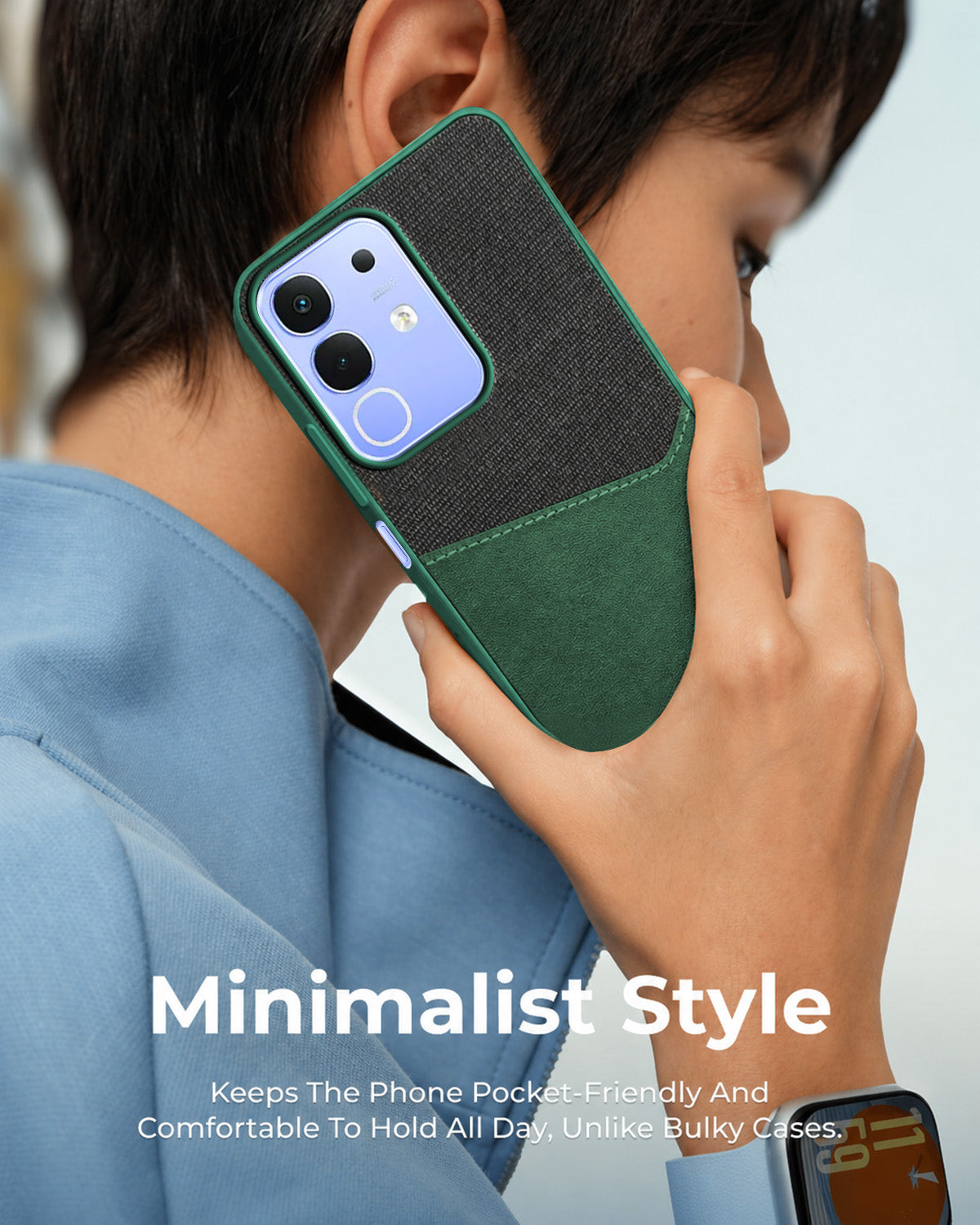 For Vivo iQOO Z10x Back Cover Case (Dual PU Leather Stitch | Professional Minimalist | Soft and Flexible)