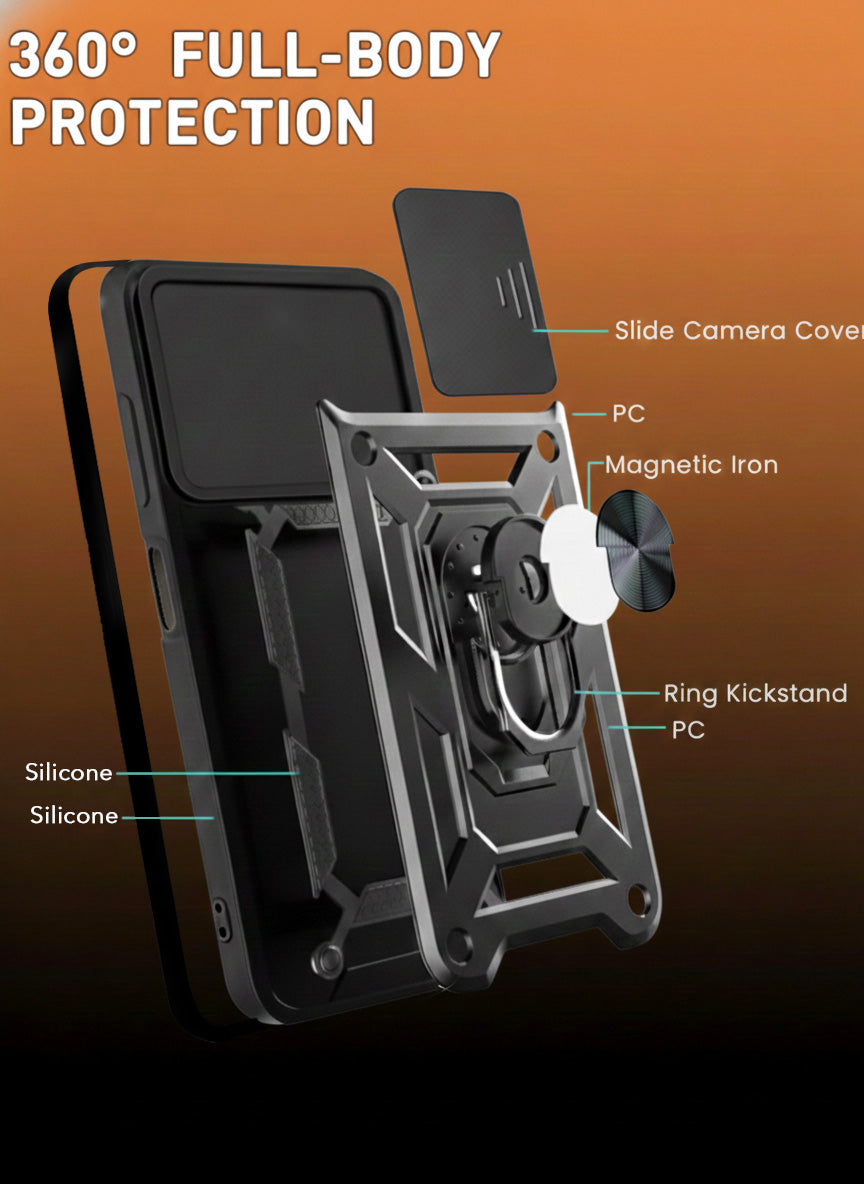 For Samsung Galaxy Z Fold 8 Ultra Back Cover Case Hybrid Armor (Sliding Shutter Camera Protection | Polycarbonate |Ring Holder Kickstand)