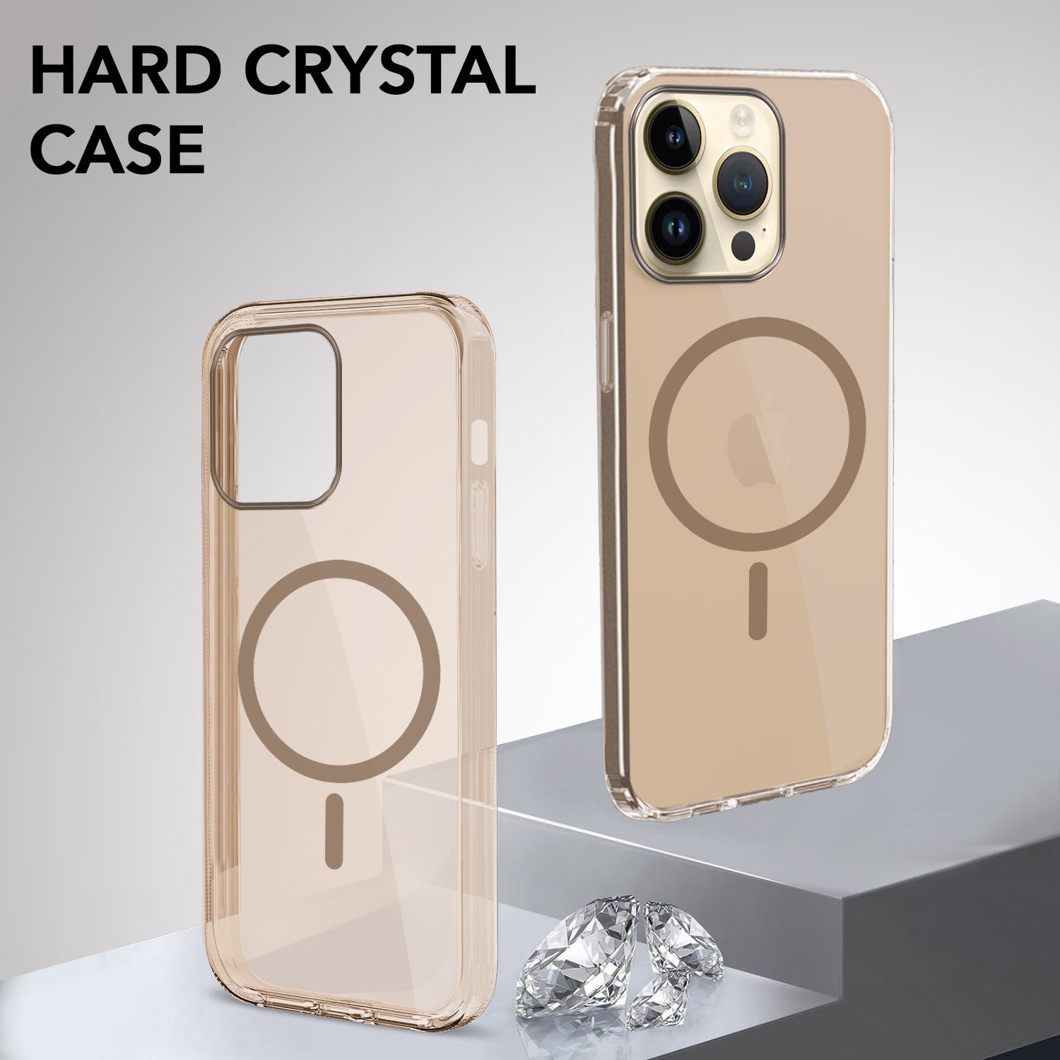 For Apple iPhone 14 Pro Max Back Cover Case Lifetime Anti-Yellow MagSafe Compatible Clear (Sleek Hard Crystal | Camera Protection and Shockproof)