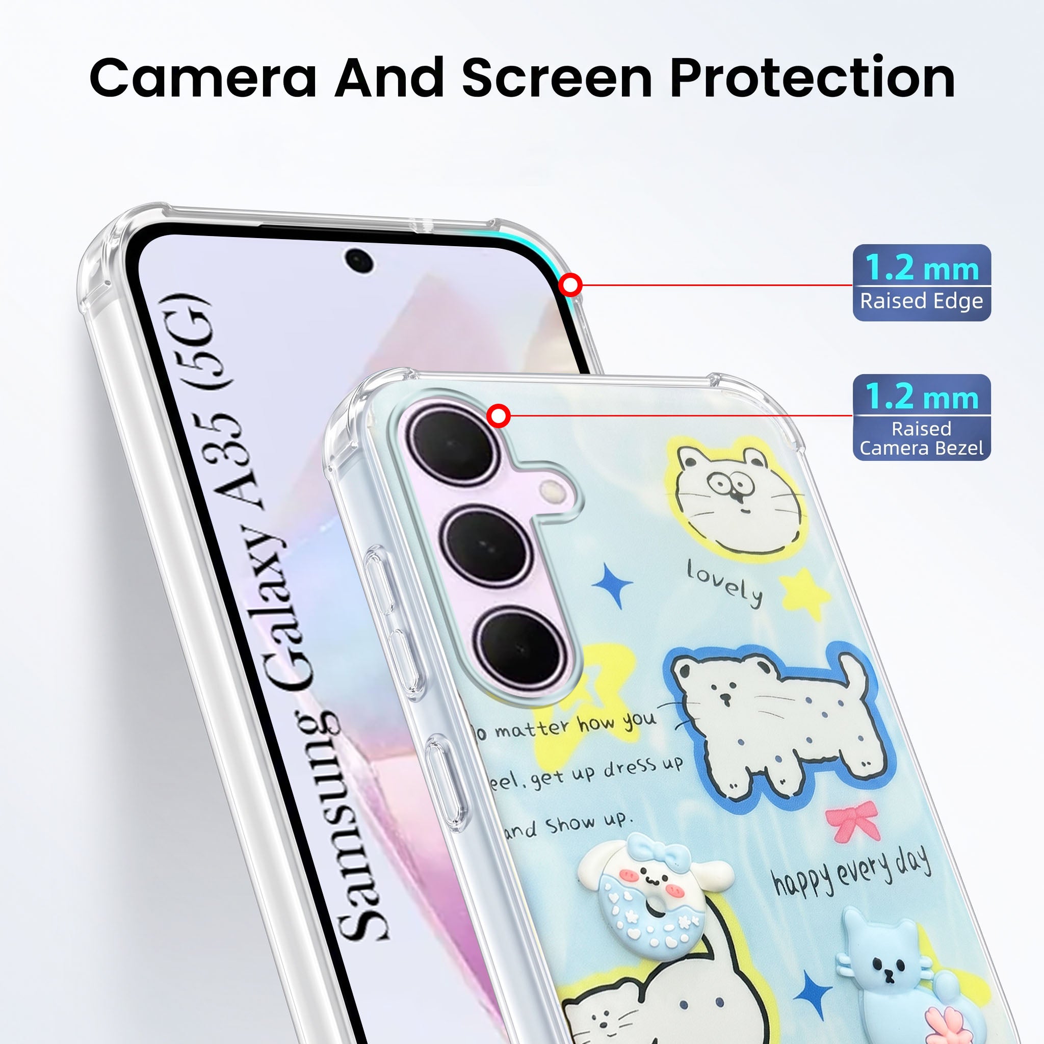 For Samsung Galaxy A35 5G Back Cover Case (3D Cute Cartoons | Hard Back Side Soft | Matte Premium Finish | HD Printing)