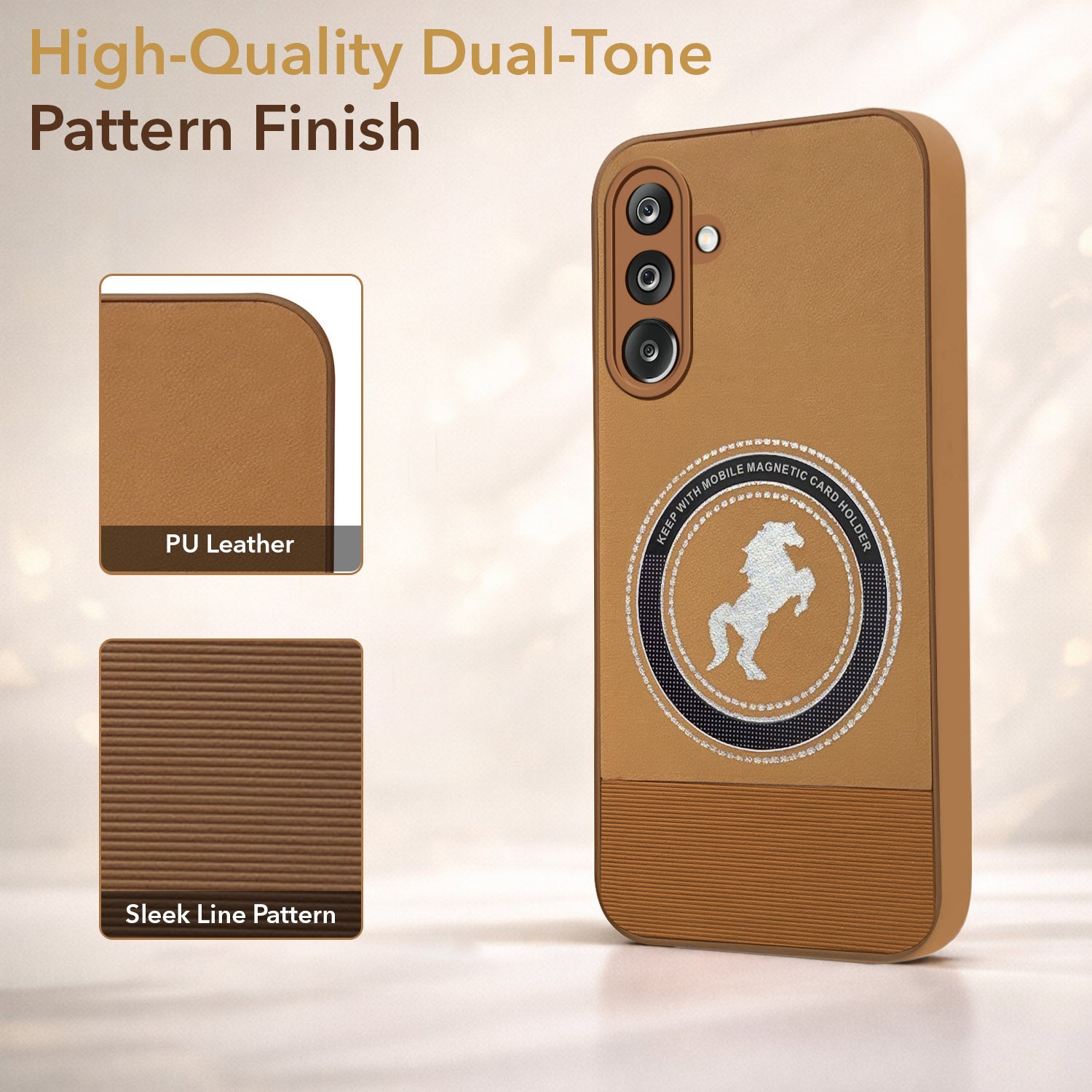 For  Samsung Galaxy M36 | Samsung Galaxy F36 Back Cover Case PU Leather Finish  (Professional Minimalist Texture | MagSafe Compatile | Camera Protection | Sleek Sober Formal)