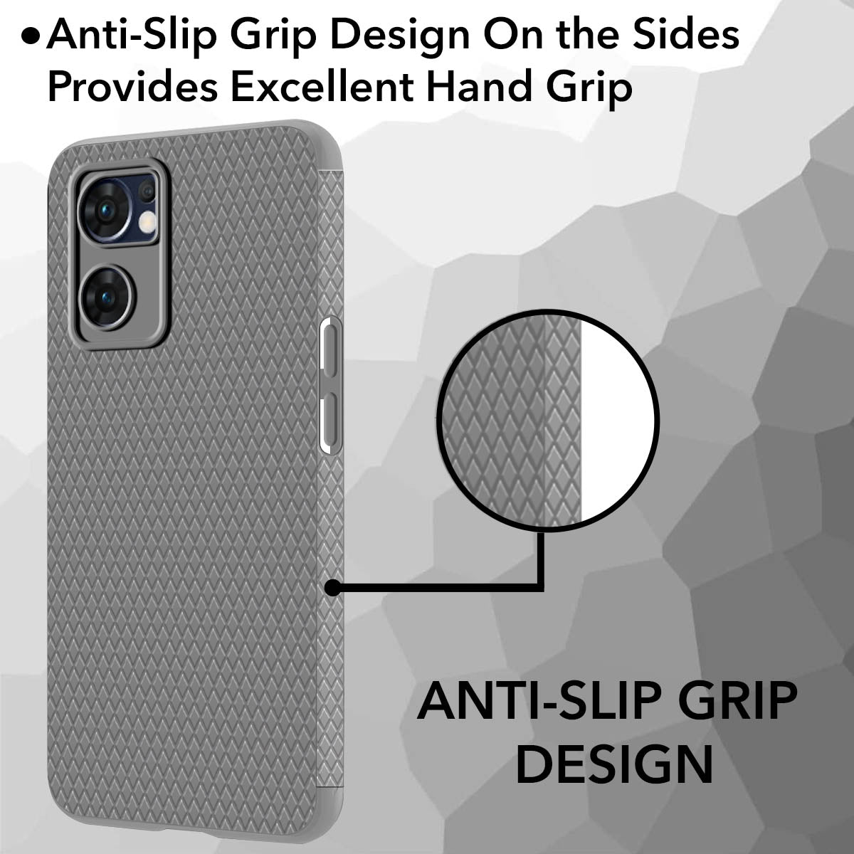 For Oppo Reno7 5G | Reno 7 5G Back Cover Case (Camera Protection | Side Grip Texture | Soft and Flexible)