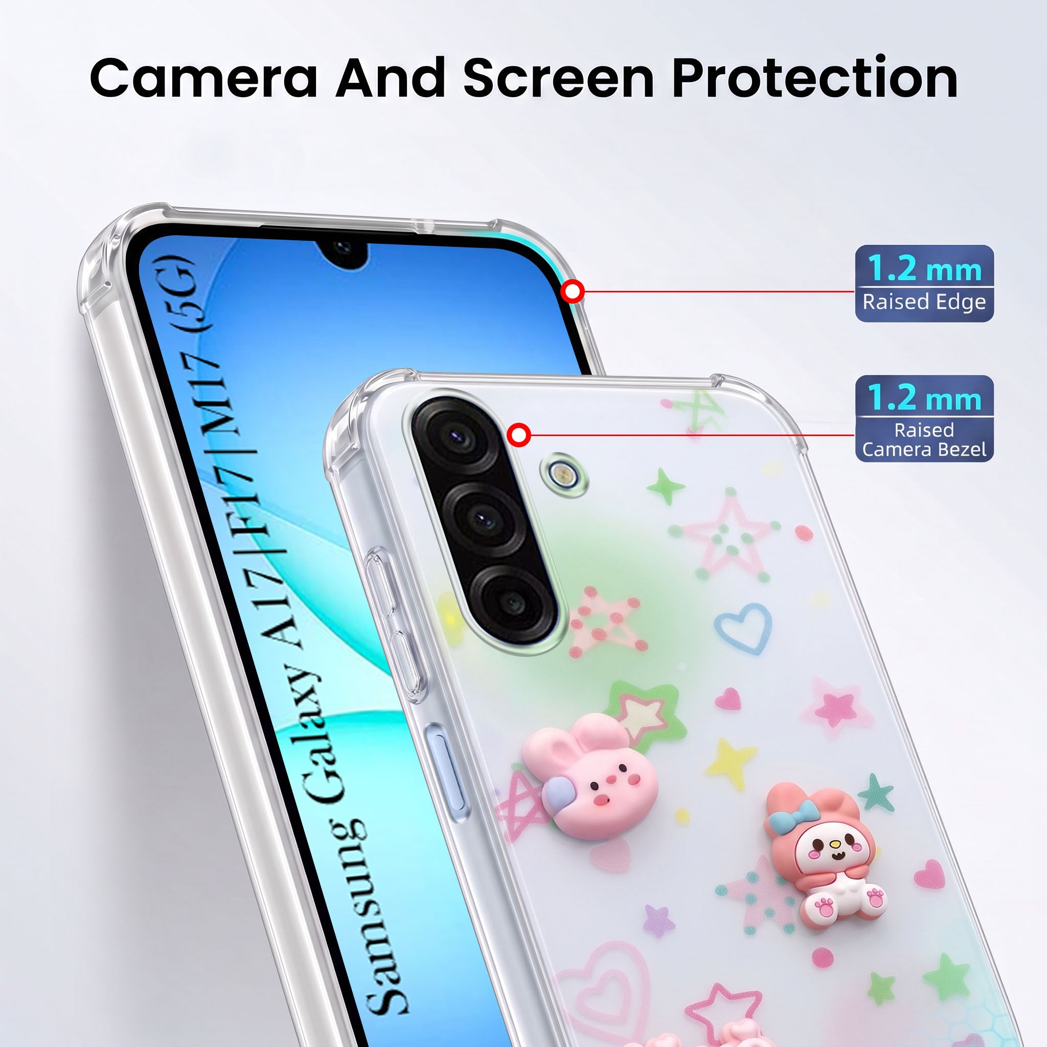 For Samsung Galaxy A17 | Samsung F17 | Samsung M17 5G Back Cover Case (3D Cute Cartoons | Hard Back Side Soft | Matte Premium Finish | HD Printing)