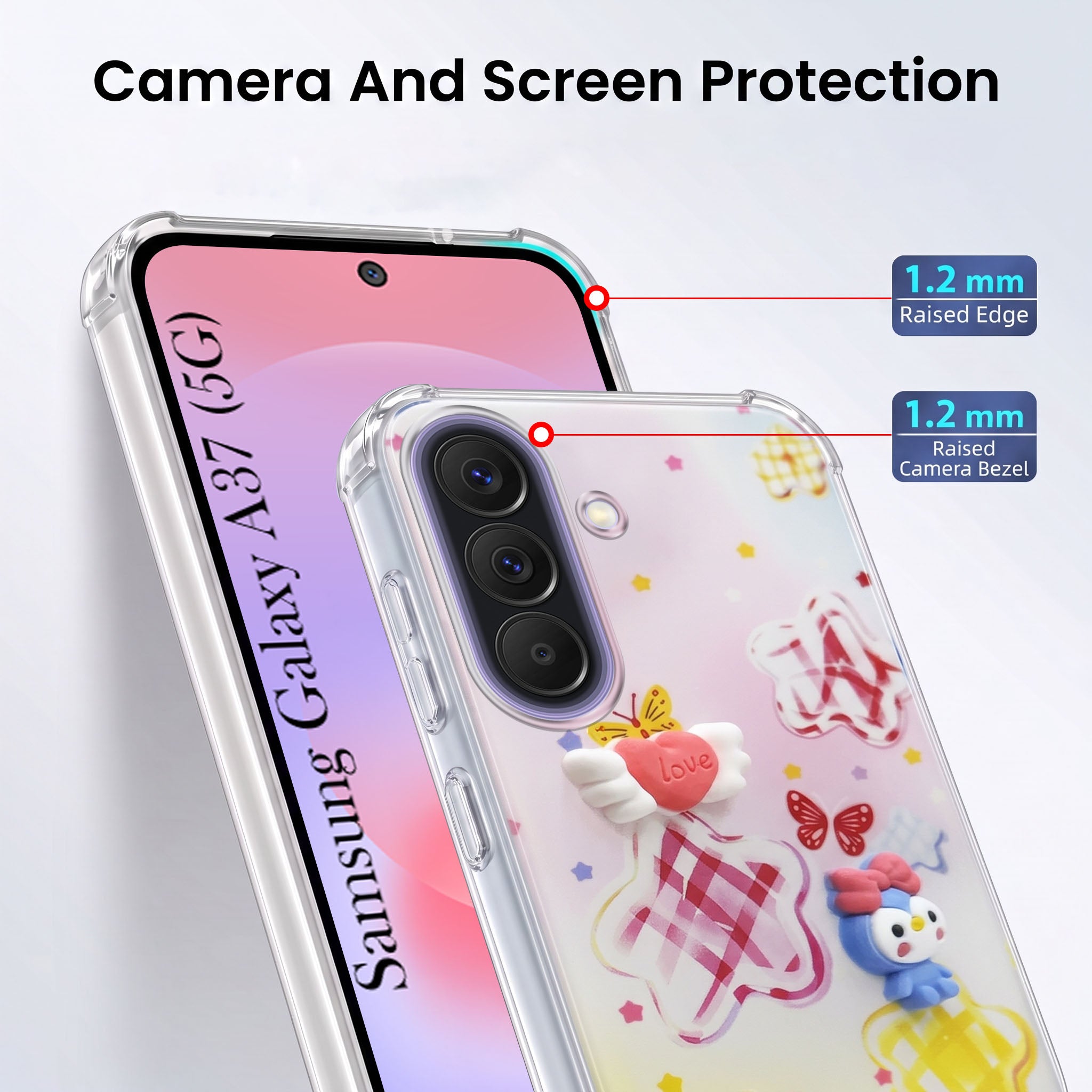 For Samsung Galaxy A37 5G Back Cover Case (3D Cute Cartoons | Hard Back Side Soft | Matte Premium Finish | HD Printing)