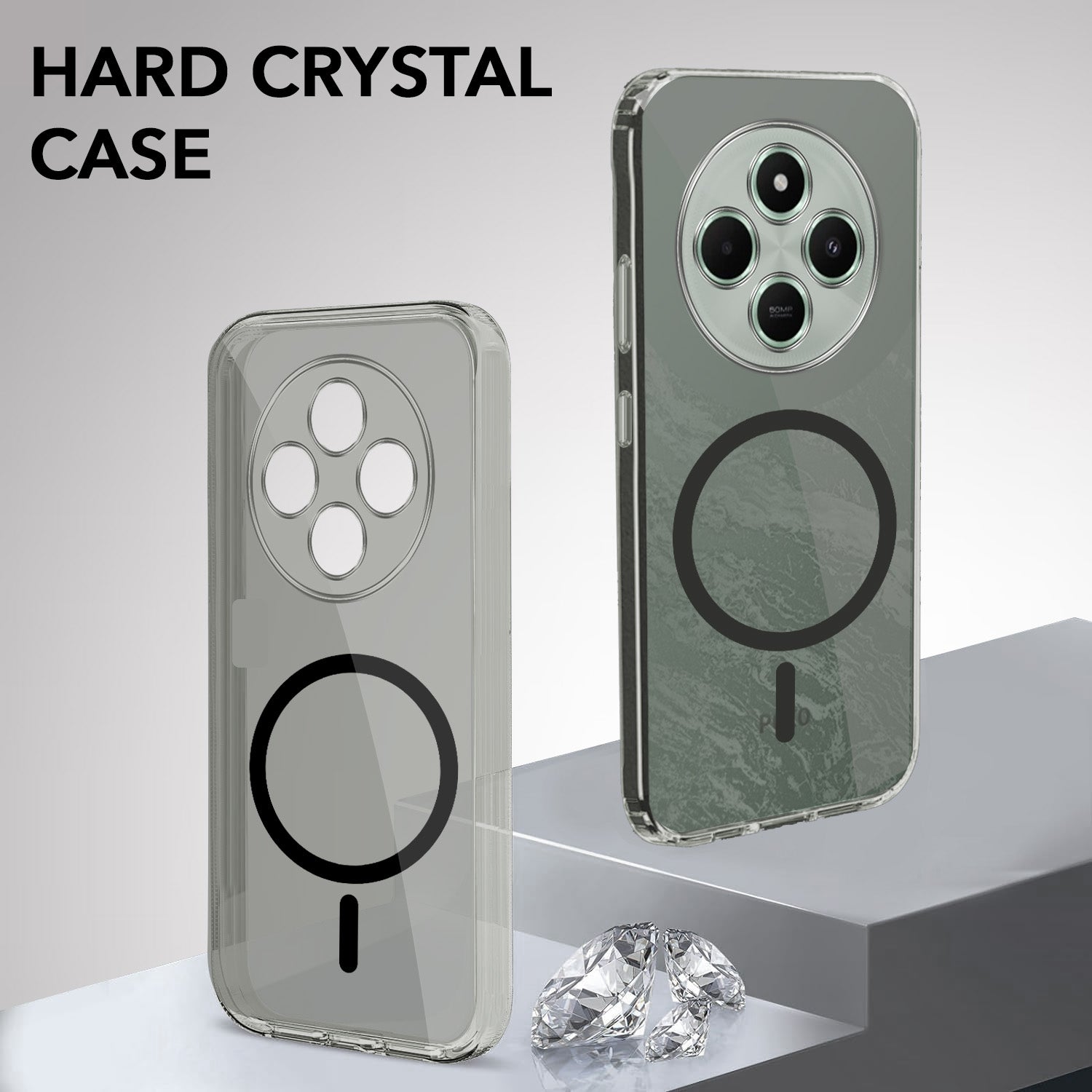 For Poco C75 | Poco M7 Back Cover Case Lifetime Anti-Yellow MagSafe Compatible Clear (Sleek Hard Crystal | Shockproof and Camera Protection)