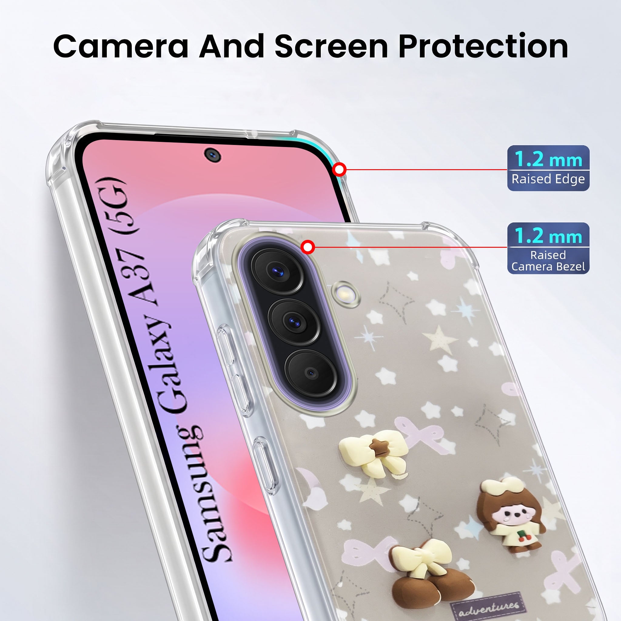 For Samsung Galaxy A37 5G Back Cover Case (3D Cute Cartoons | Hard Back Side Soft | Matte Premium Finish | HD Printing)