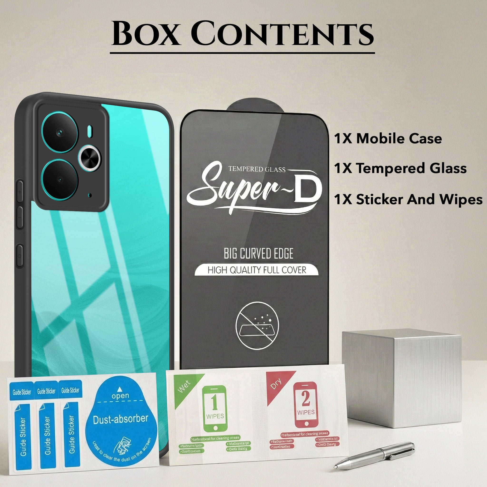 For Realme 14T Combo with Back Cover and 9H Tempered Glass (Lifetime Anti-Yellow | Crystal Clear Shockproof | Oleophobic Coating Screen Glass)