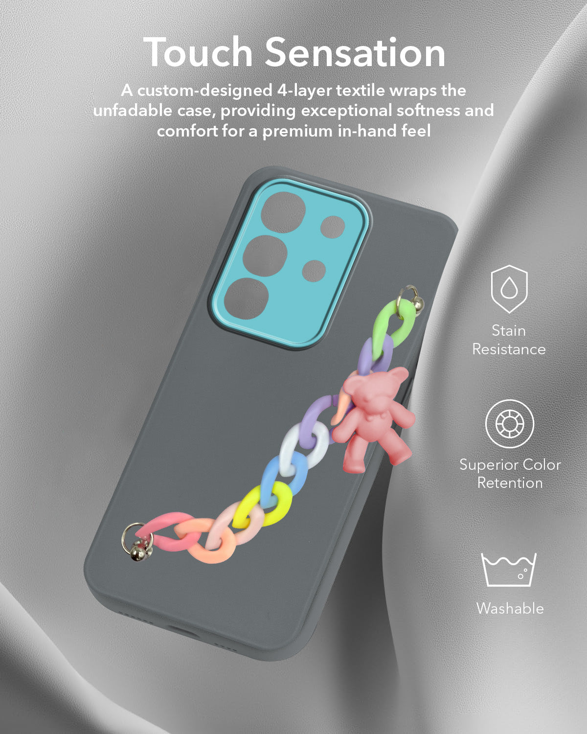 For Vivo T4x | Vivo Y31 Pro Back Cover Case ( Wrist Hanging Chain | Teddy Bracelet Charms | Dual Color Matte Finish | Full Camera Protection | Sleek and Professional)