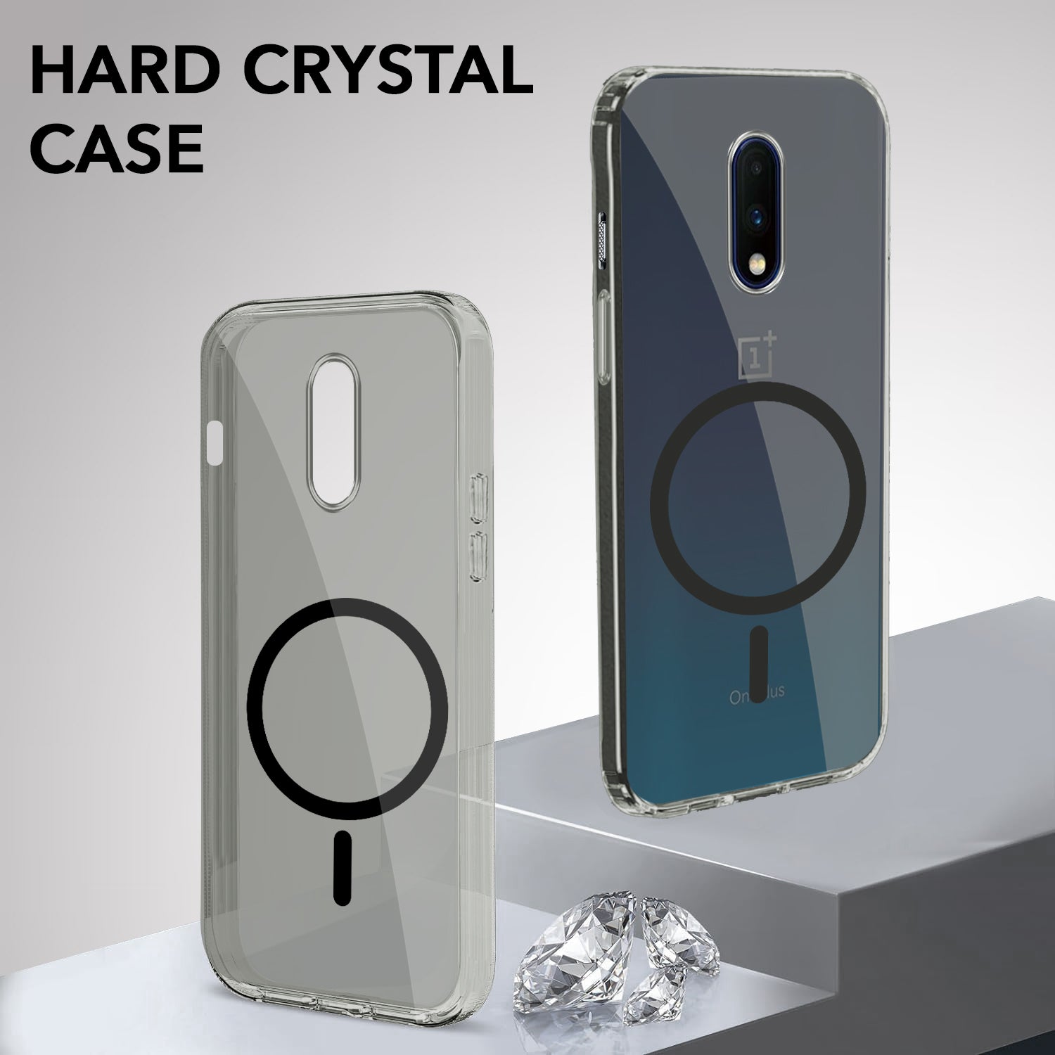 For OnePlus 7 Back Cover Case Lifetime Anti-Yellow MagSafe Compatible Clear (Sleek Hard Crystal | Shockproof and Camera Protection)
