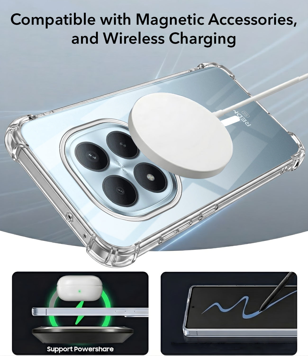 For Xiaomi Redmi Note 15 Pro Plus 5G Back Cover Shockproof Crystal-Clear (Magsafe Wireless Support | Drop & Camera Protection | Hard Polycarbonate)