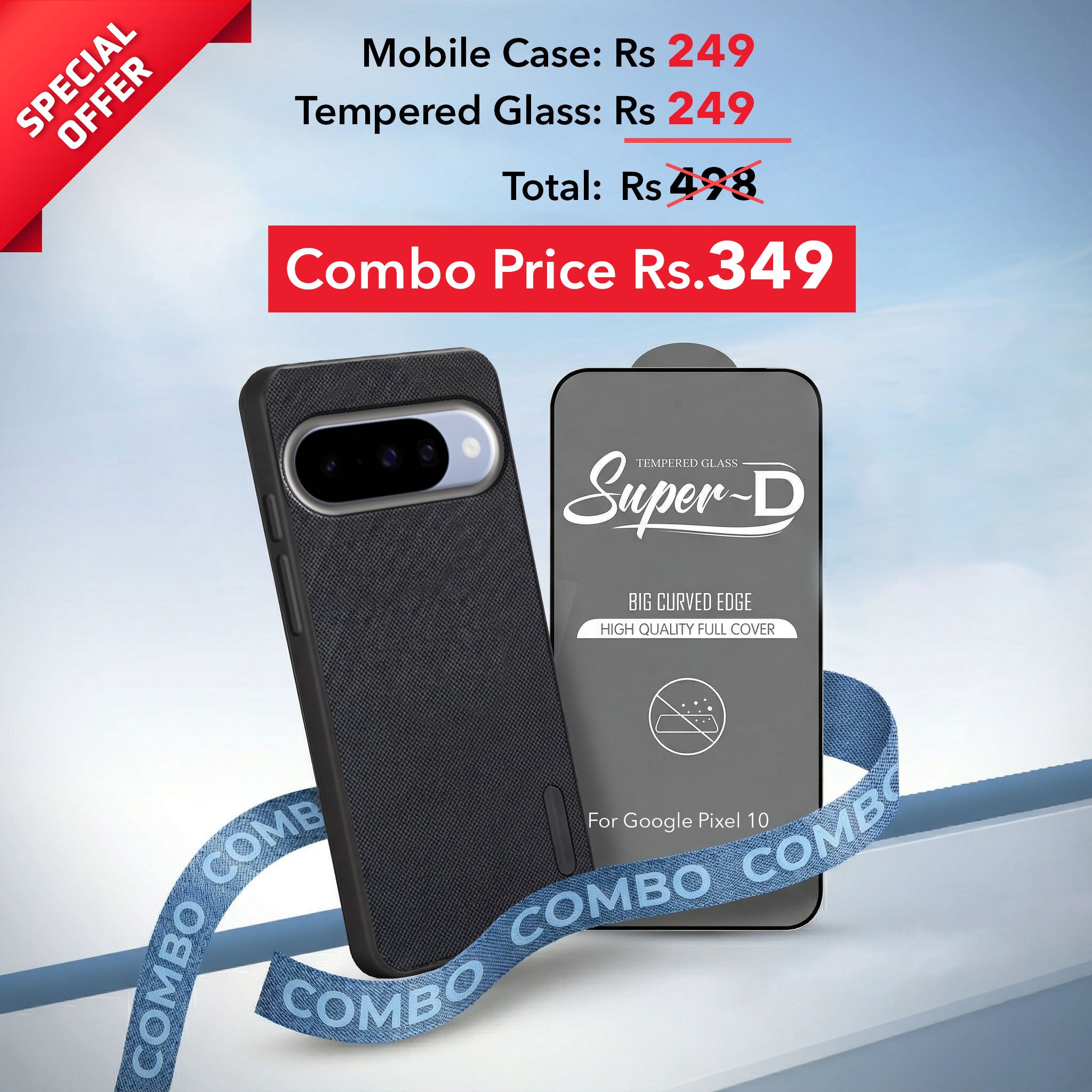 For Google Pixel 10 Combo (Textured Grip Design | Micro-Fiber Cloth Inside | Oleophobic Coating Screen Glass)