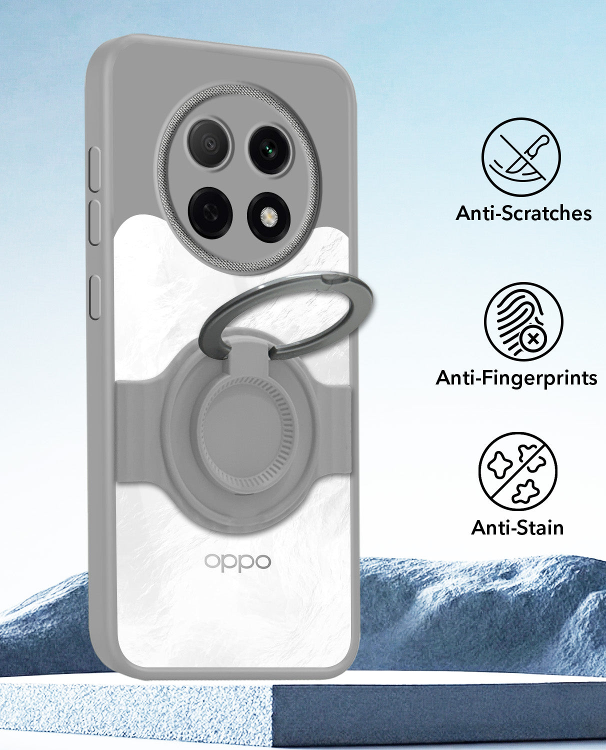 For Oppo F29 Pro Back Cover Case with stand (Built-in Ring Holder Kickstand | Lifetime Anti Yellow | Camera Protection)
