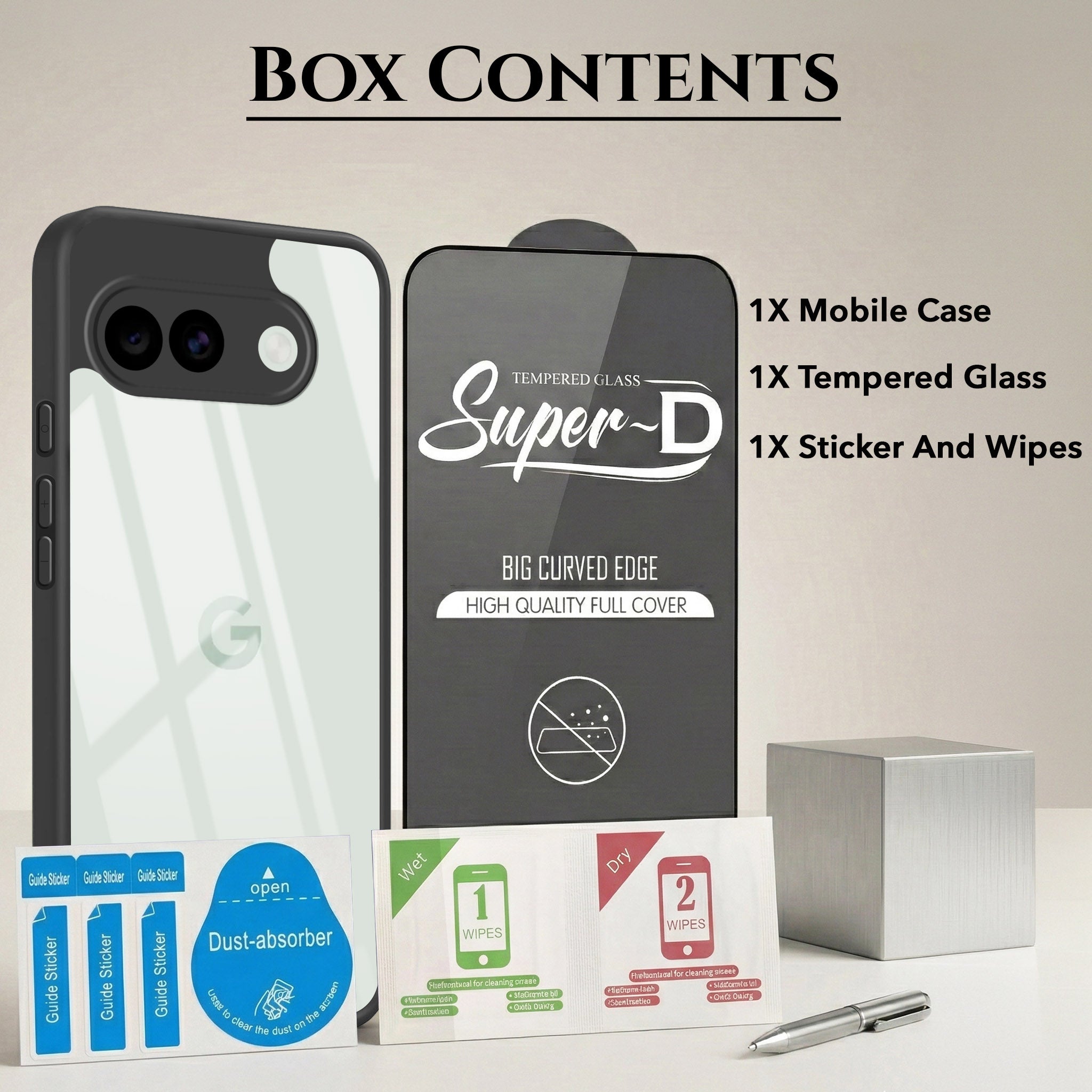 For Google Pixel 10a Combo with Back Cover and 9H Tempered Glass (Lifetime Anti-Yellow | Crystal Clear Shockproof | Oleophobic Coating Screen Glass)