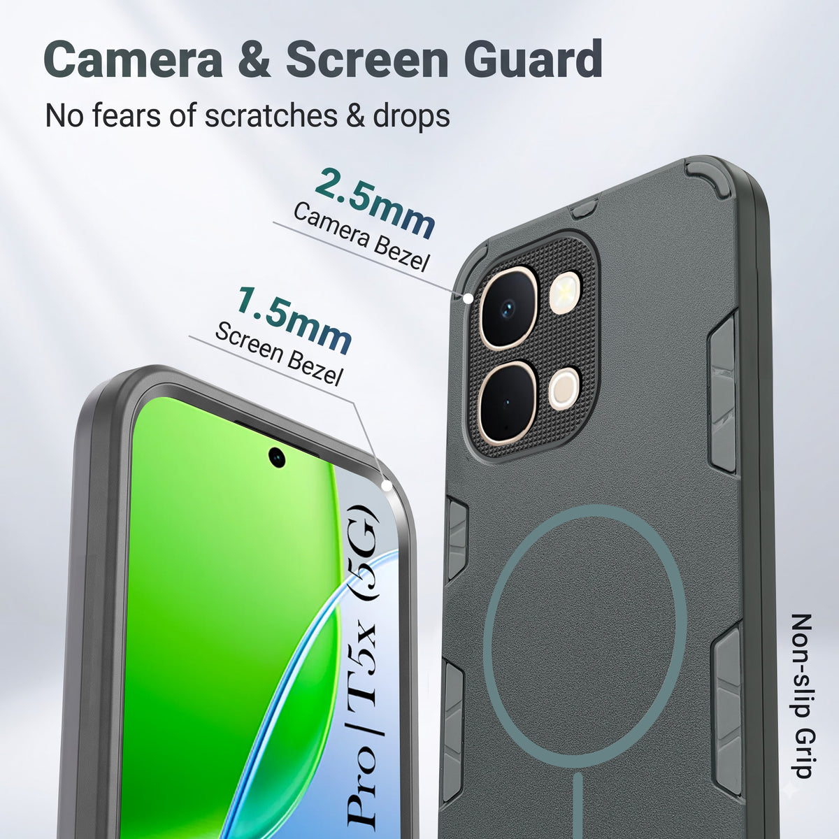 For Vivo Y51 Pro 5G | Vivo T5x Back Cover Case (Slim Hybrid Armor | Shockproof Camera Protection | Rugged Dual Layer)
