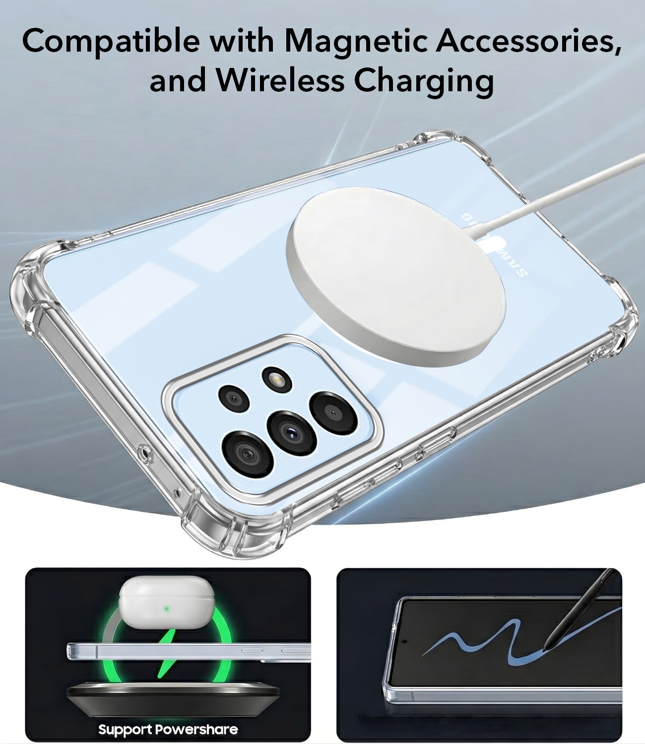 For Samsung Galaxy A33 5G Back Cover Shockproof Crystal-Clear (Magsafe Wireless Support | Drop & Camera Protection | Hard Polycarbonate)