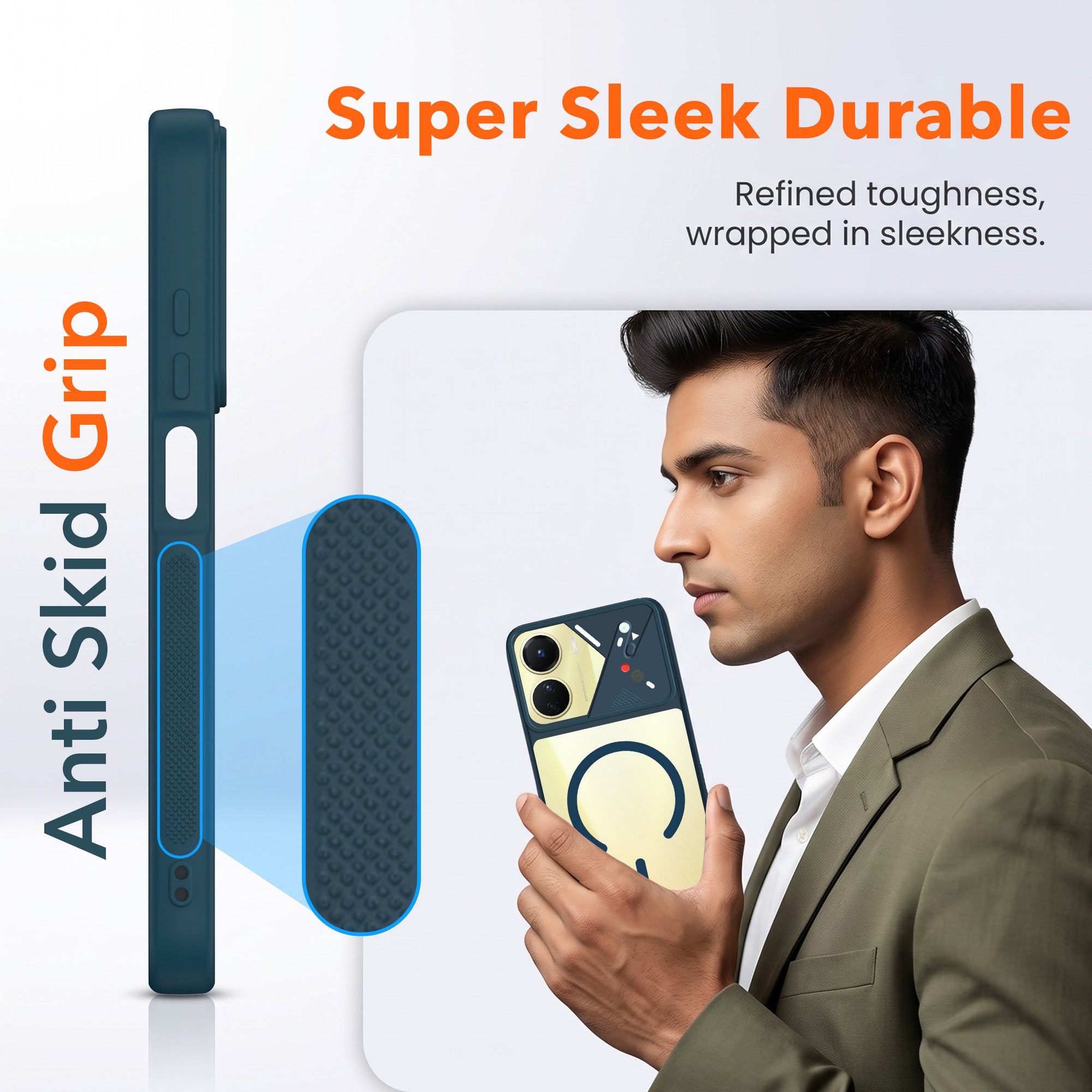 For Vivo Y16 Back Cover Case Lifetime Anti-Yellow Clear (Camera Protection | Side Grip | Wireless MagSafe Compatible)
