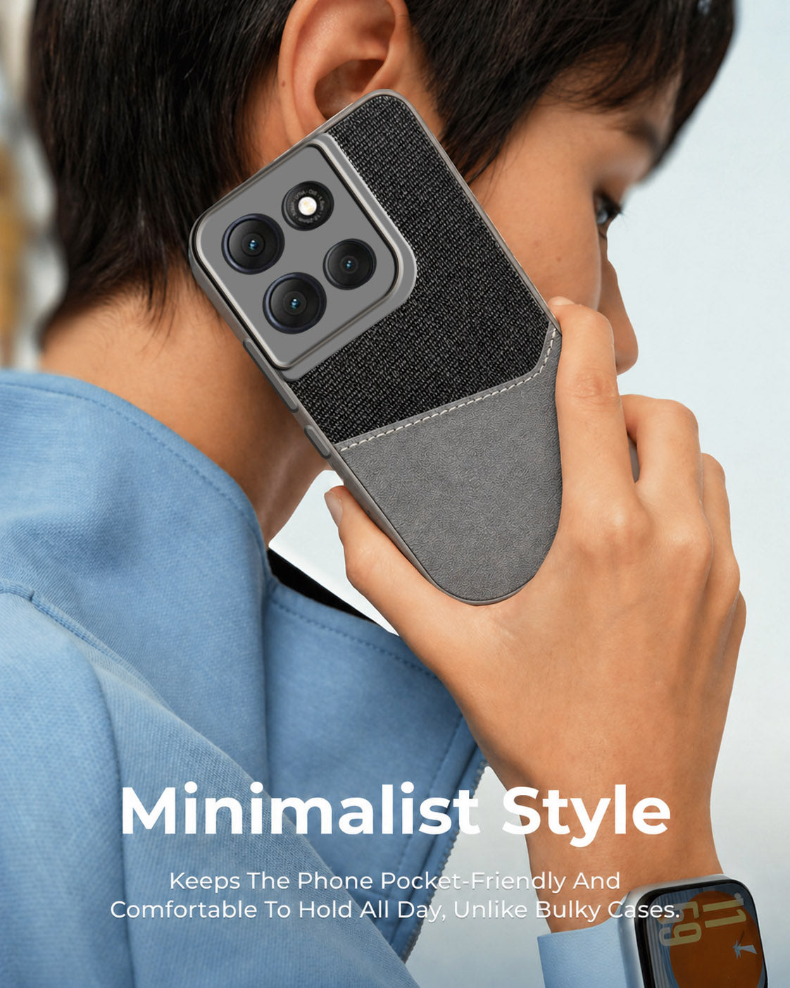 For Motorola Moto G86 Power Back Cover Case (Dual PU Leather Stitch | Professional Minimalist | Soft and Flexible)