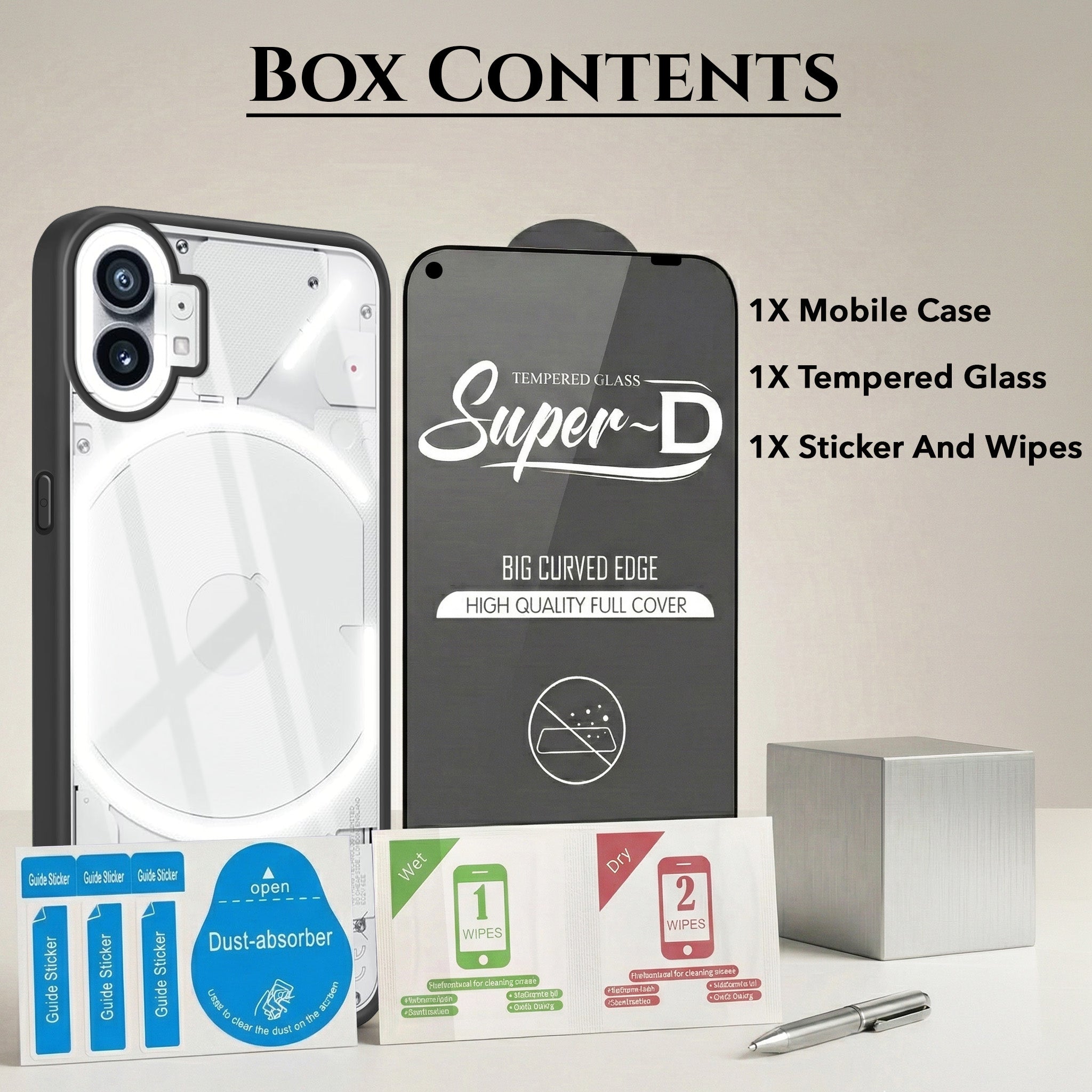 For Nothing Phone 1 (Combo with Back Cover and 9H Tempered Glass (Lifetime Anti-Yellow | Crystal Clear Shockproof | Oleophobic Coating Screen Glass)