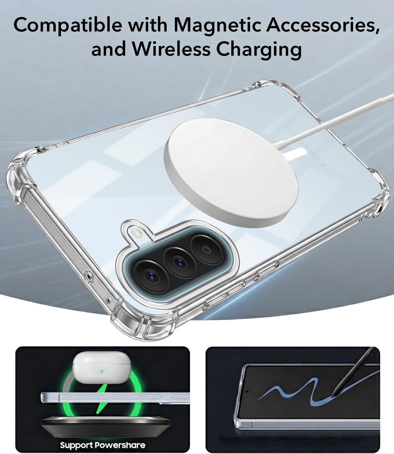 For Samsung Galaxy A57 5G Back Cover Shockproof Crystal-Clear (Magsafe Wireless Support | Drop & Camera Protection | Hard Polycarbonate)