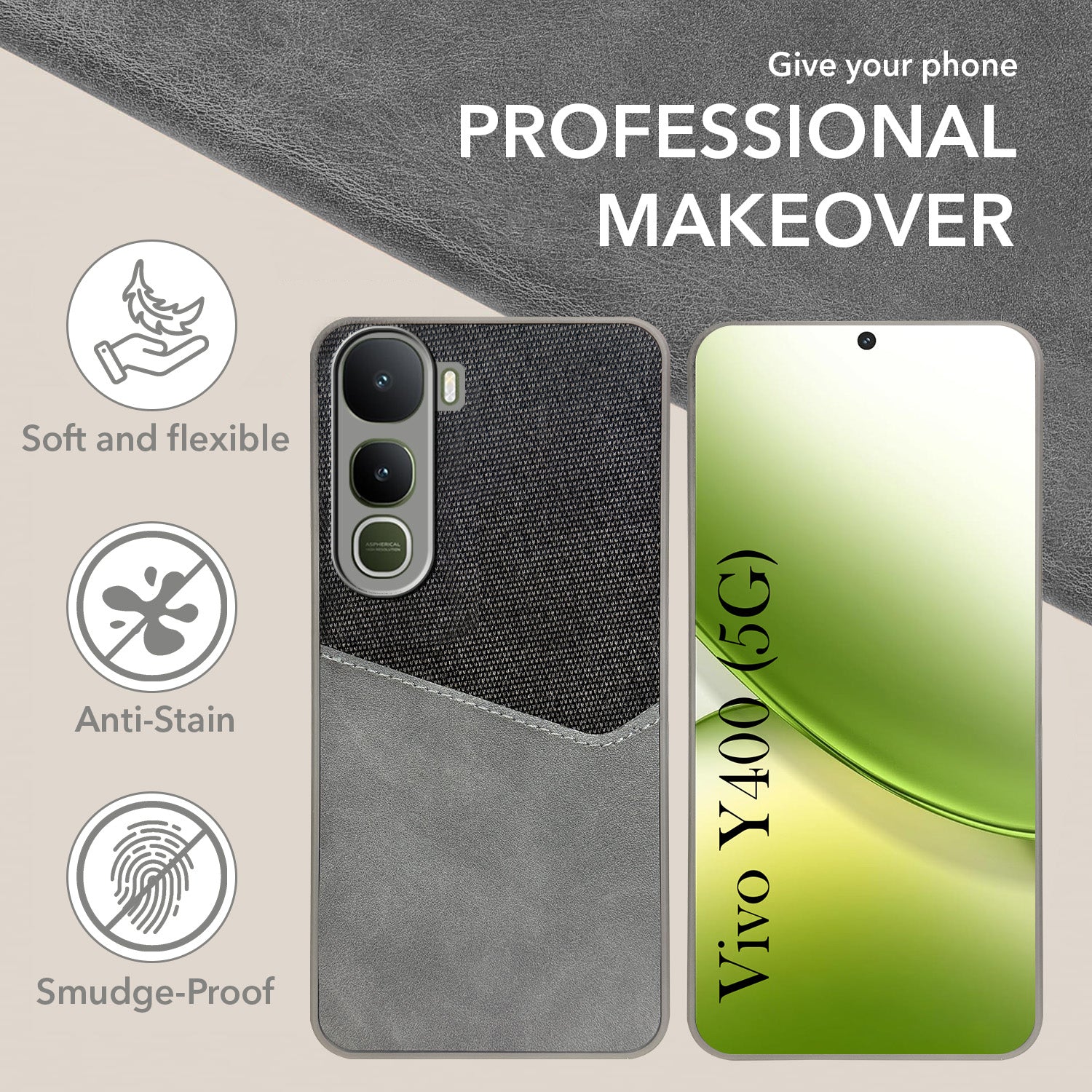 For Vivo Y400 Back Cover Case (Dual PU Leather Stitch | Professional Minimalist | Soft and Flexible)