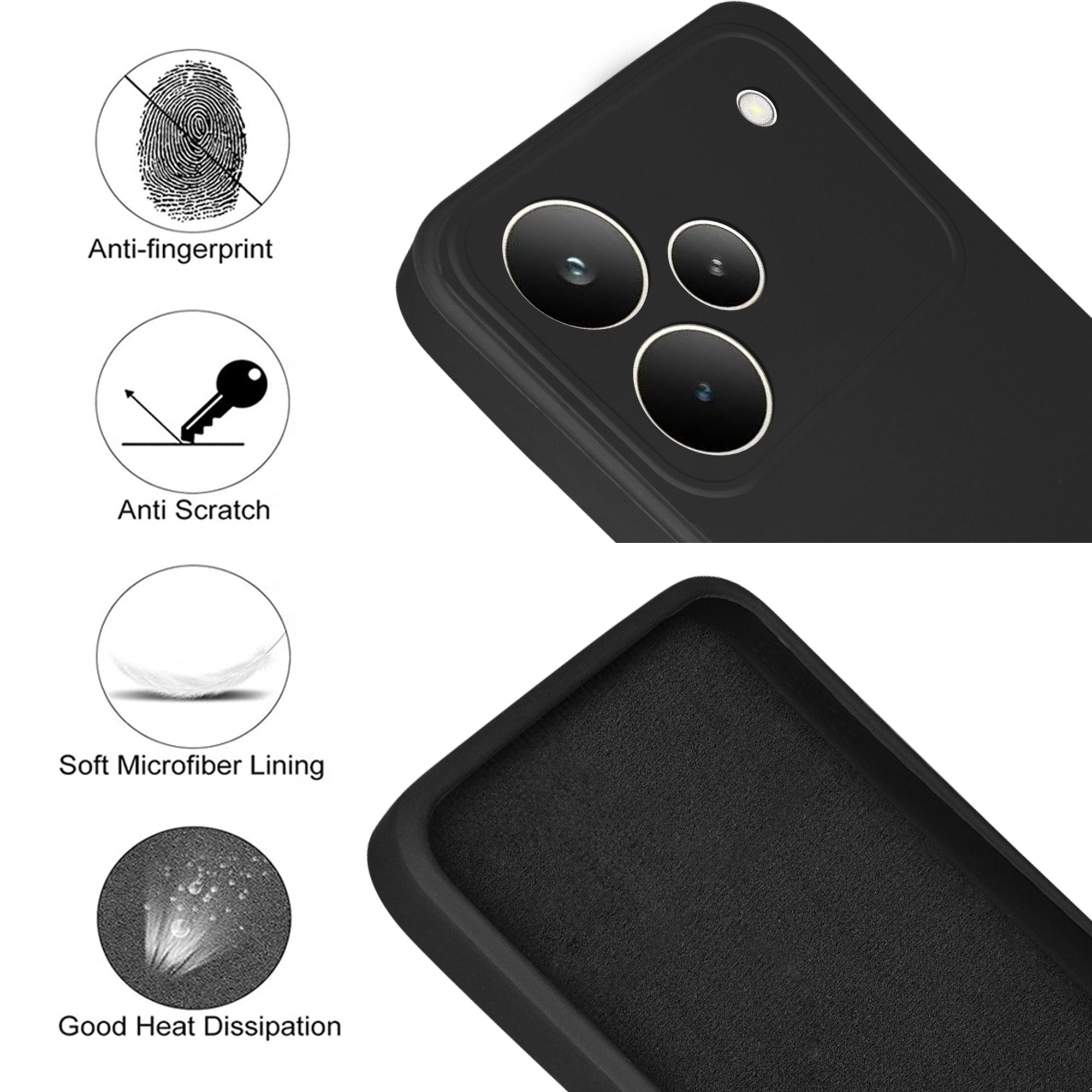 For Realme P4 Pro Back Cover Case (Matte Finish Silicone with Inside Fiber Cloth)