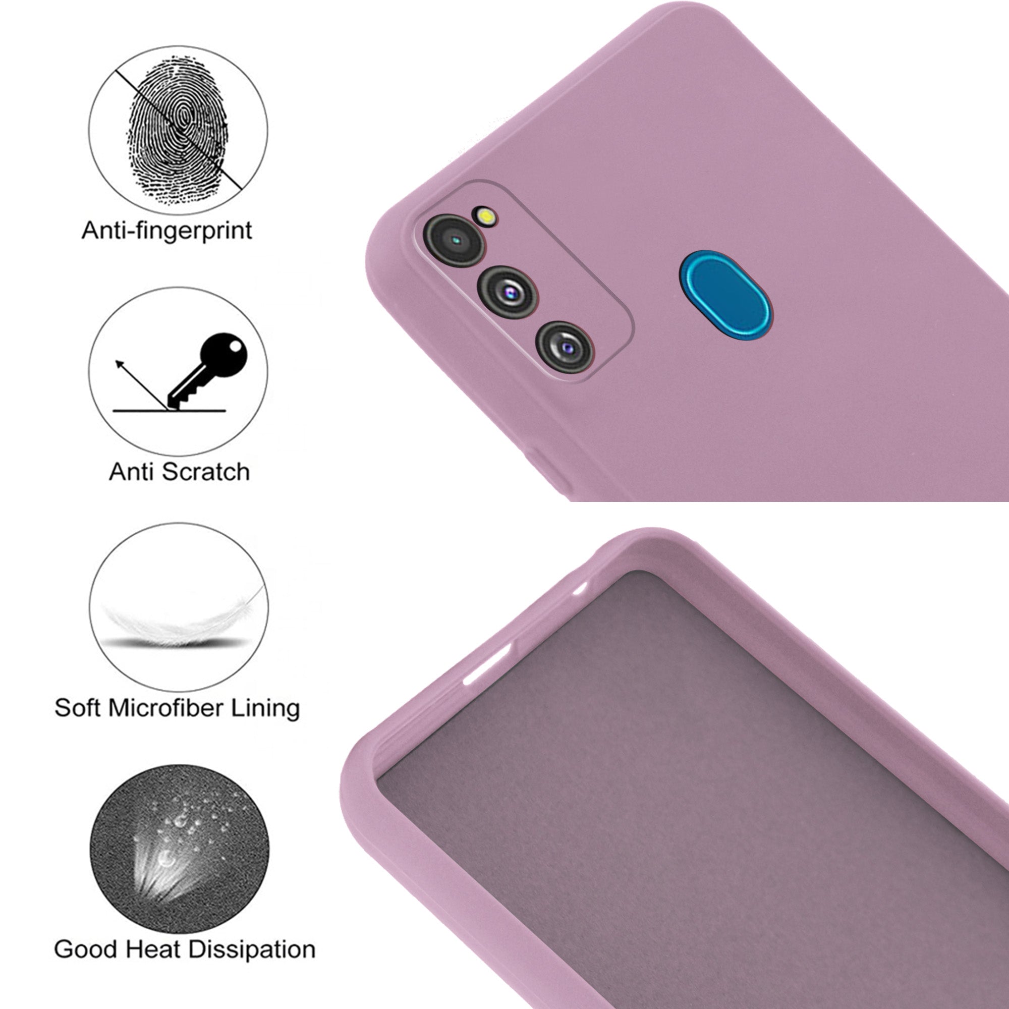 For Samsung Galaxy M30s | Samsung Galaxy M21 Back Cover Case  (Matte Finish Silicone with Inside Fiber cloth)